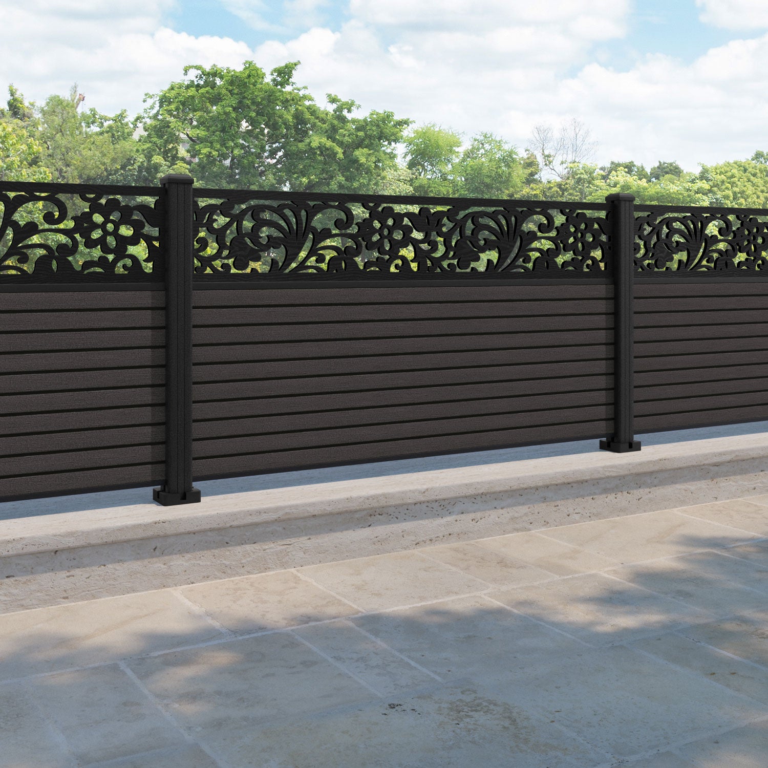 Hudson Eden Fence Panel - Dark Oak - with our composite posts