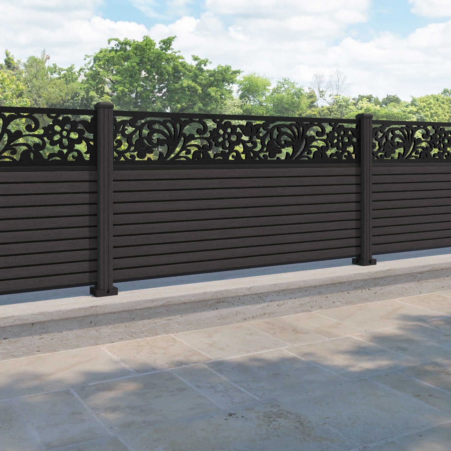 Hudson Eden Fence Panel - Dark Oak - with our composite posts