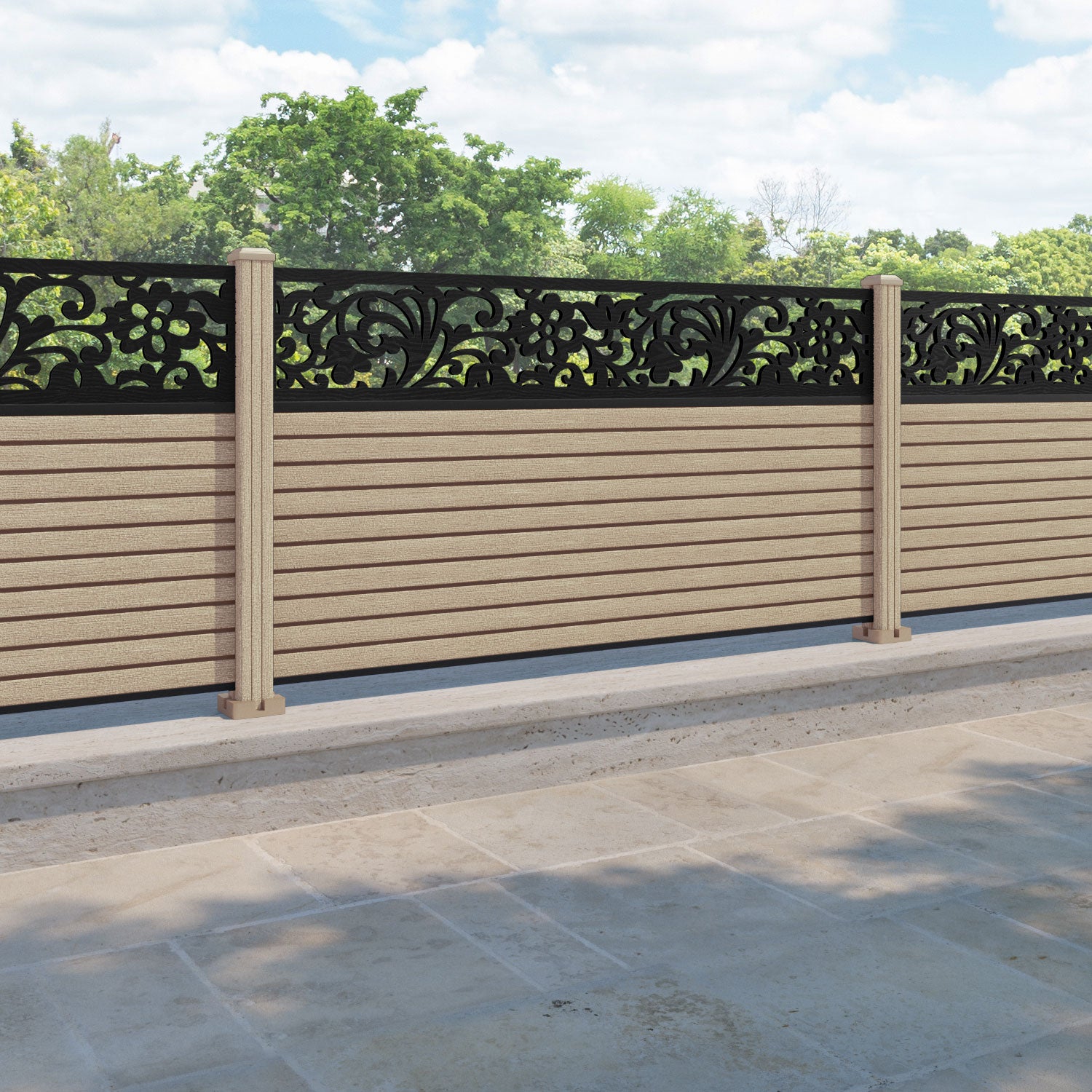 Hudson Eden Fence Panel - Light Oak - with our composite posts