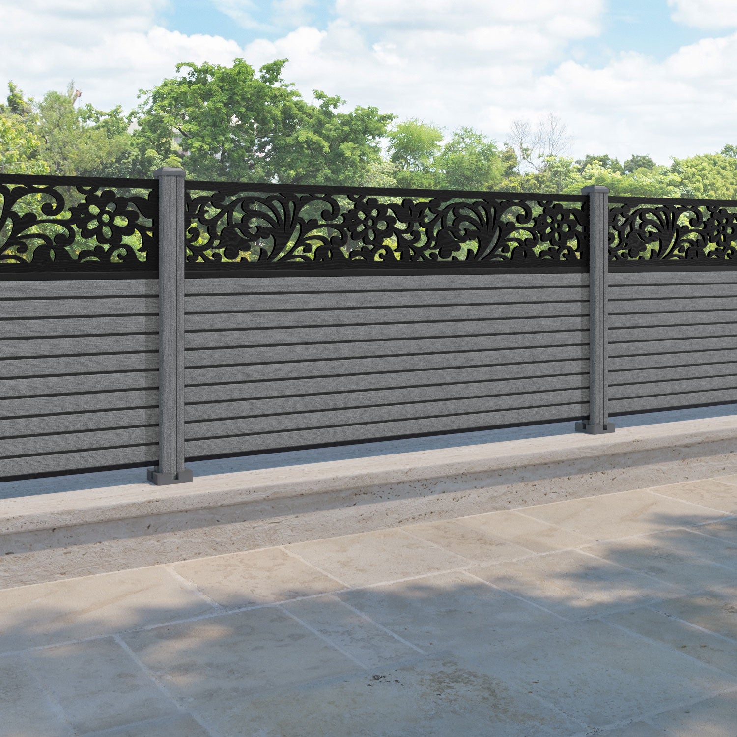 Hudson Eden Fence Panel - Mid Grey - with our composite posts