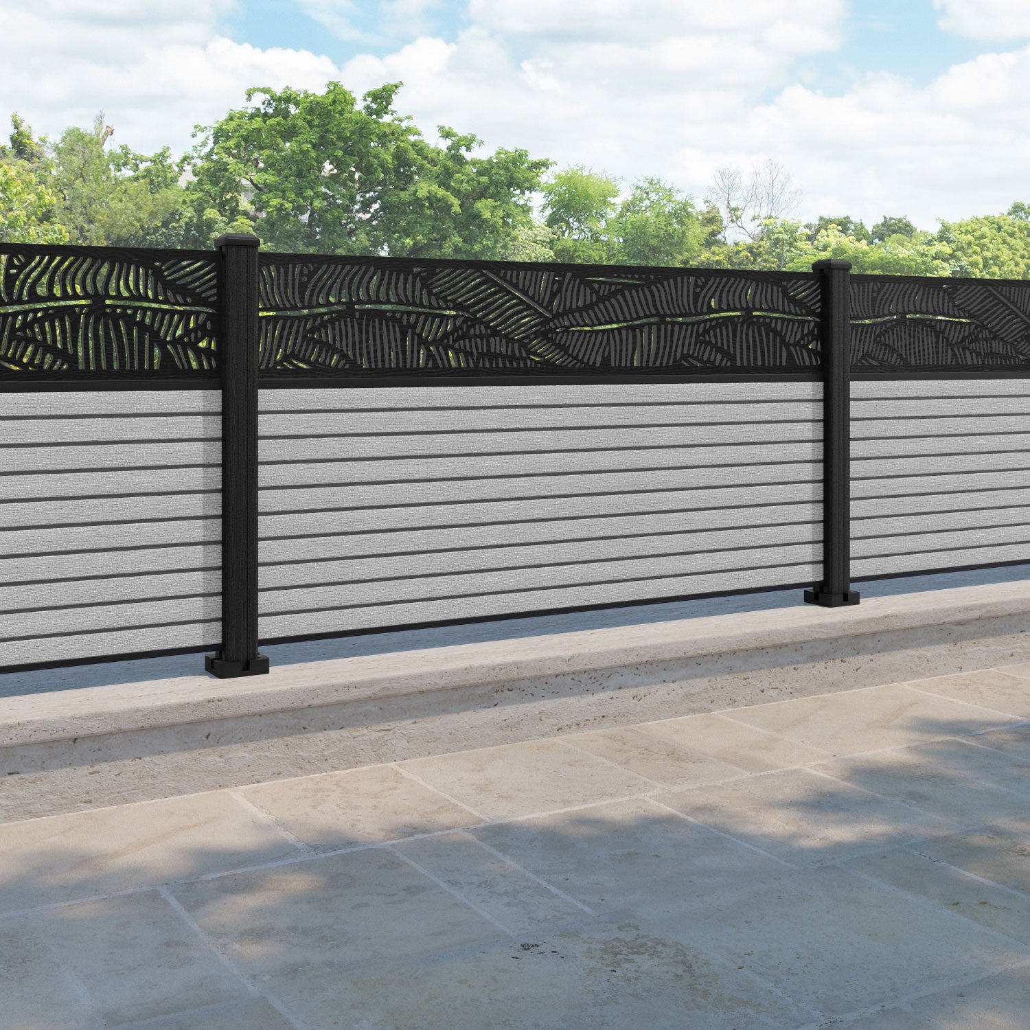 Hudson Feather Fence Panel - Light Grey - with our composite posts