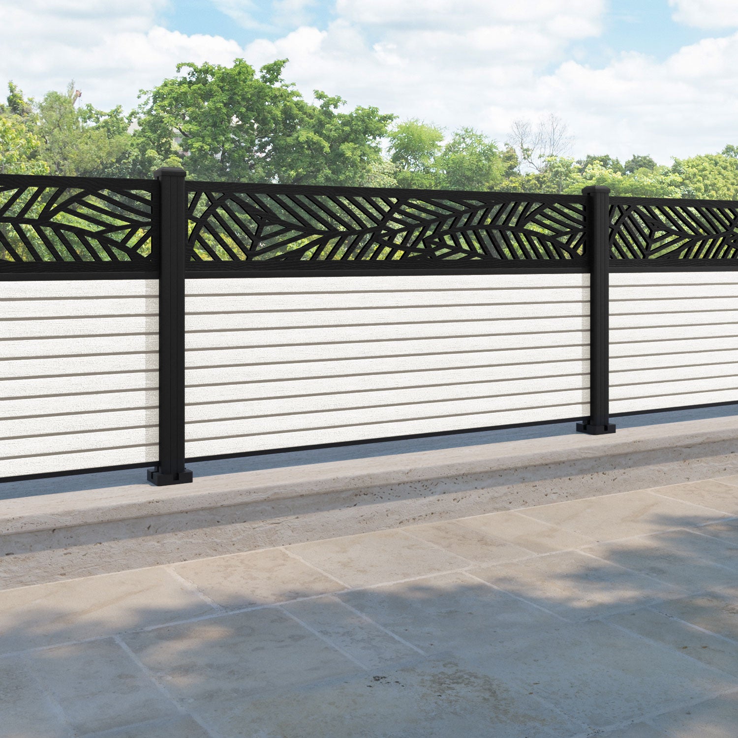 Hudson Habitat Fence Panel - Light Stone - with our aluminium posts