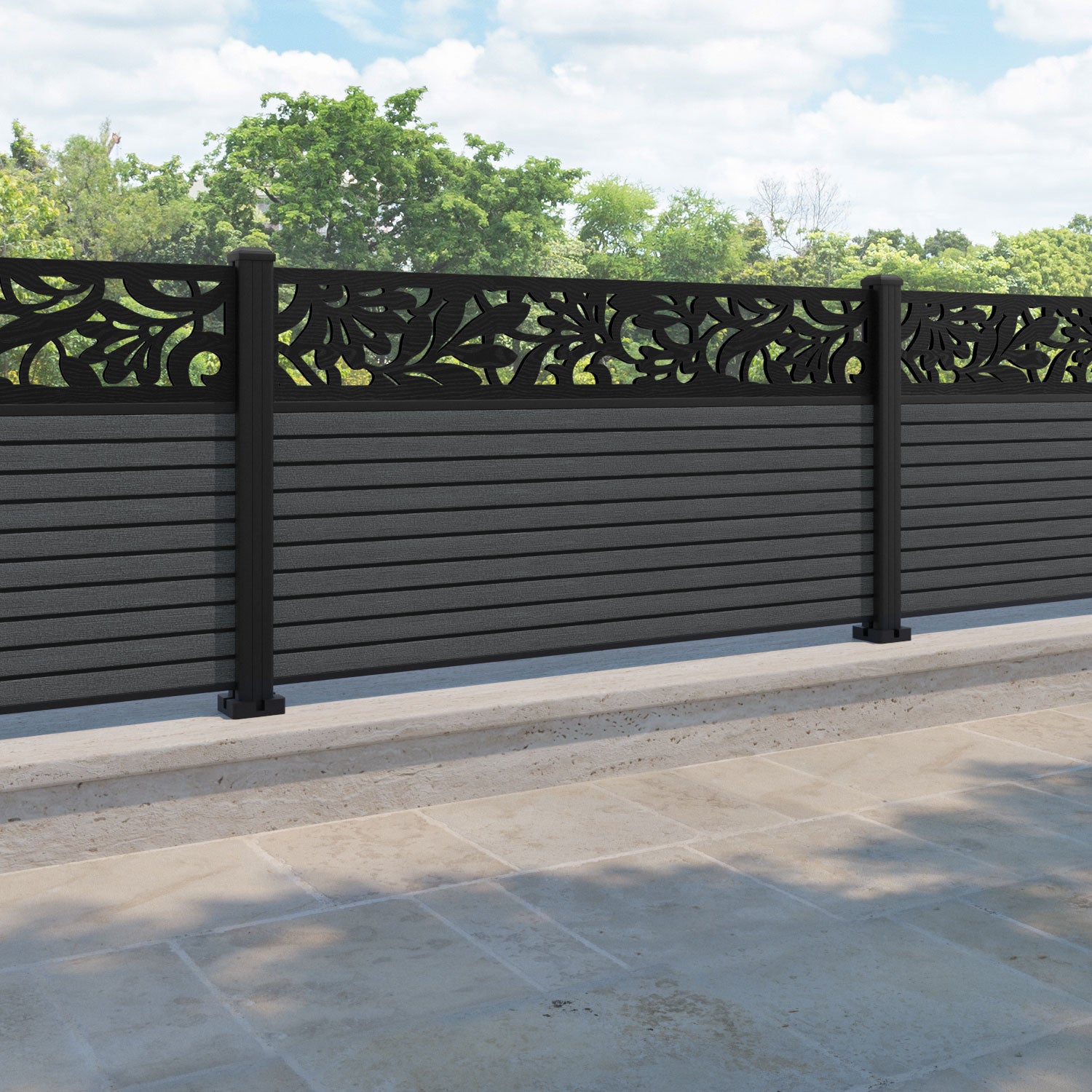 Hudson Heritage Fence Panel - Dark Grey - with our aluminium posts