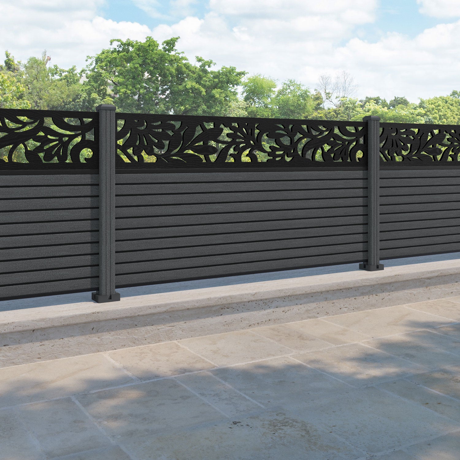 Hudson Heritage Fence Panel - Dark Grey - with our composite posts