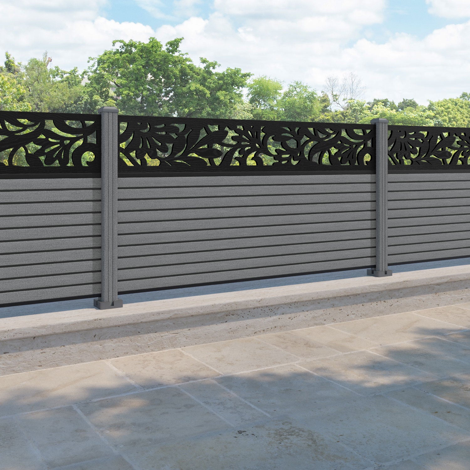 Hudson Heritage Fence Panel - Mid Grey - with our composite posts