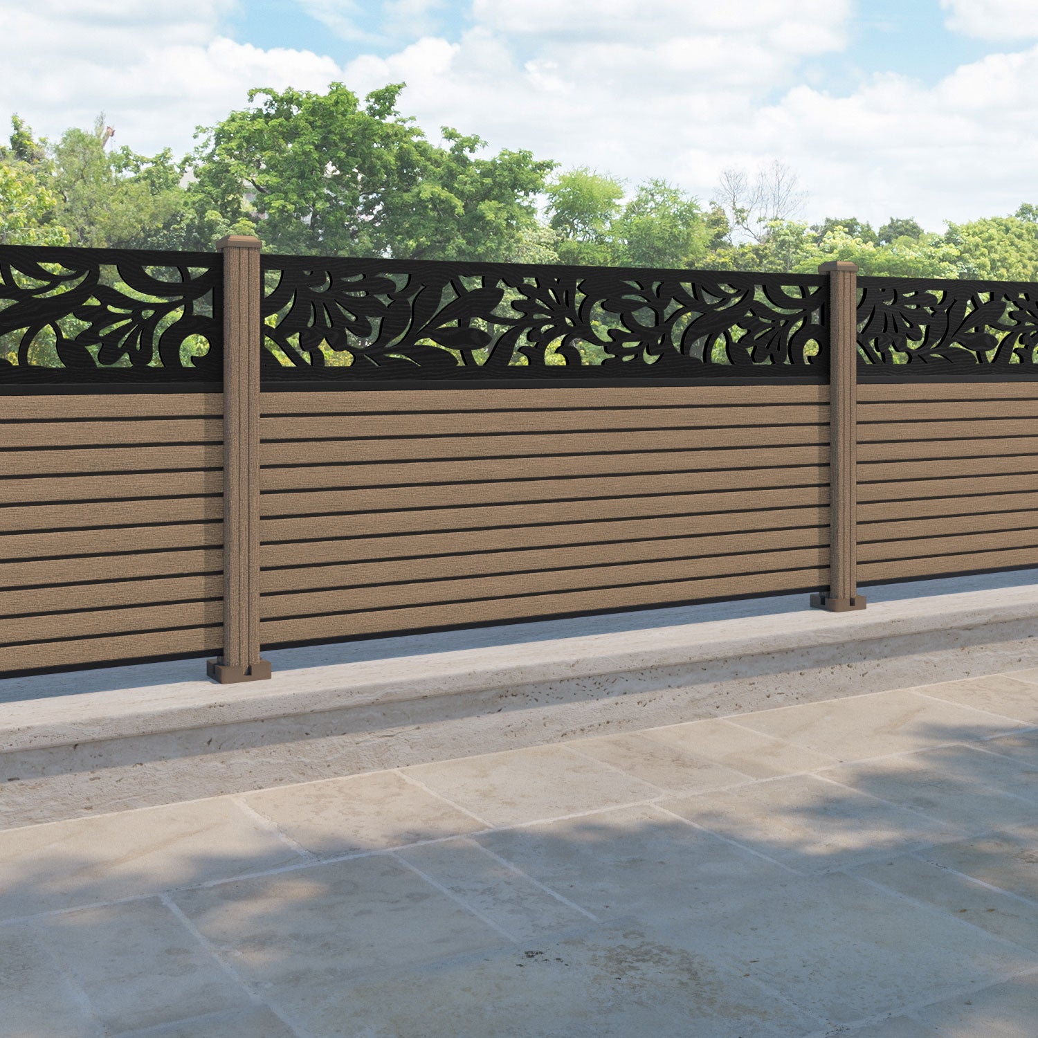 Hudson Heritage Fence Panel - Teak - with our composite posts