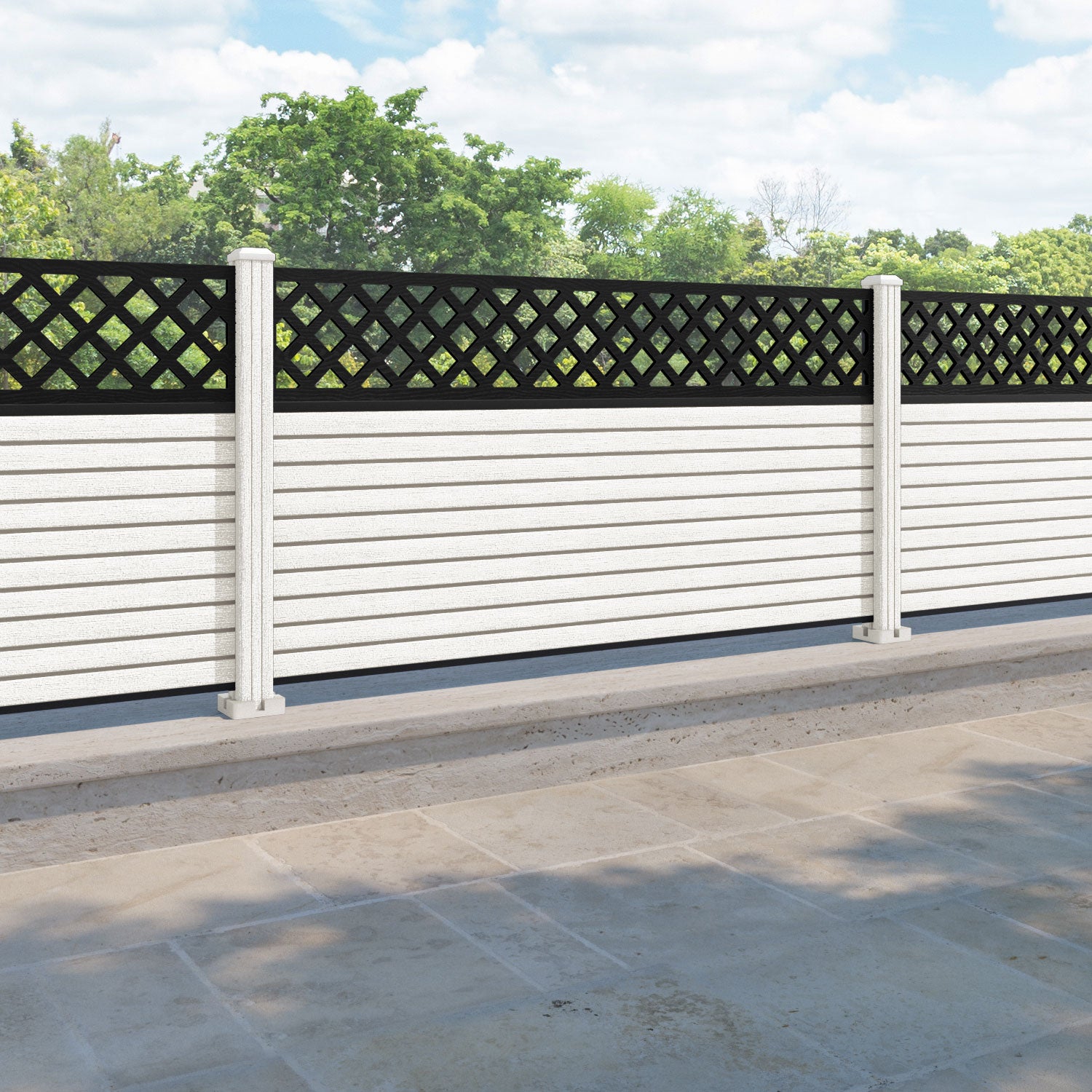 Hudson Hive Fence Panel - Light Stone - with our composite posts