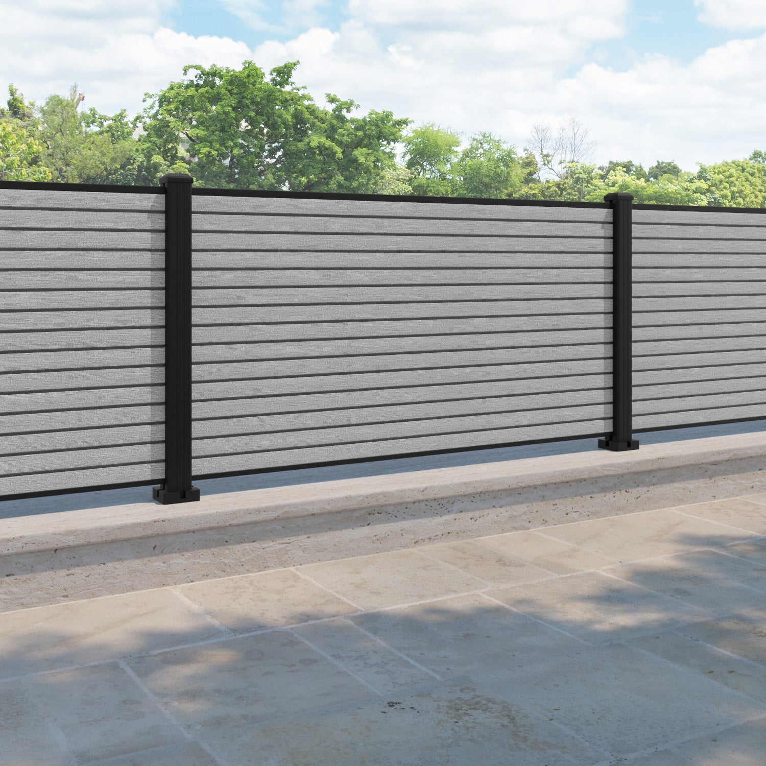 Hudson Fence Panel - Light grey - with our aluminium posts