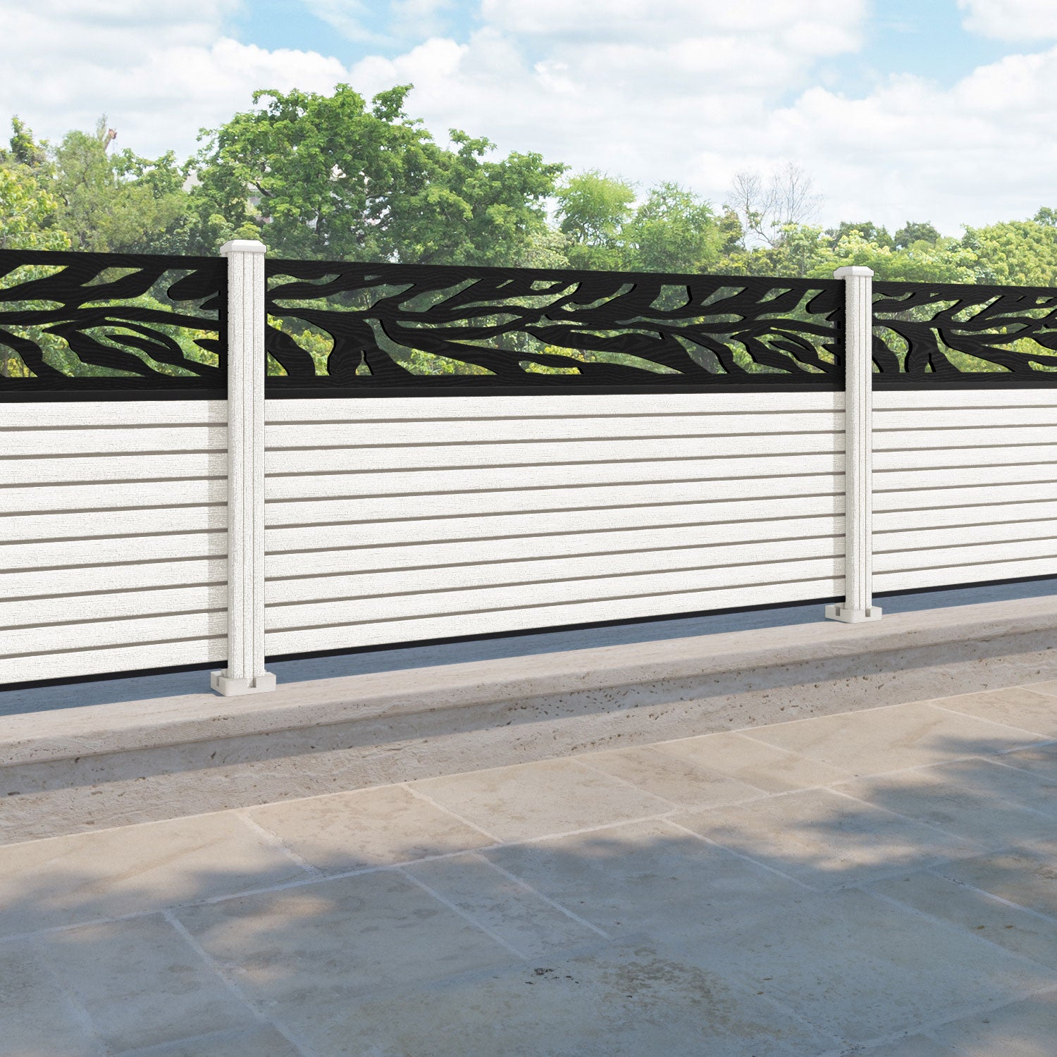 Hudson Malawi Fence Panel - Light Stone - with our composite posts