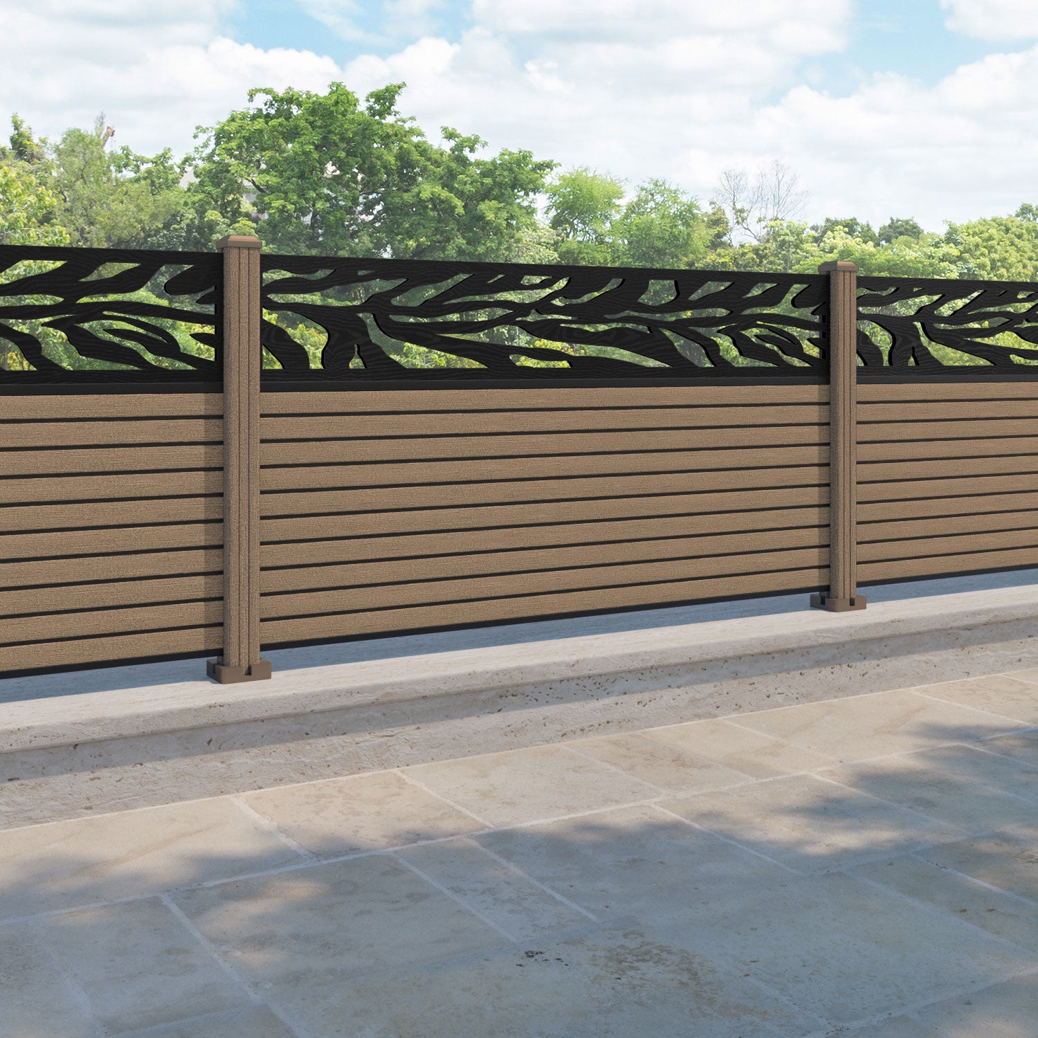 Hudson Malawi Fence Panel - Teak - with our composite posts