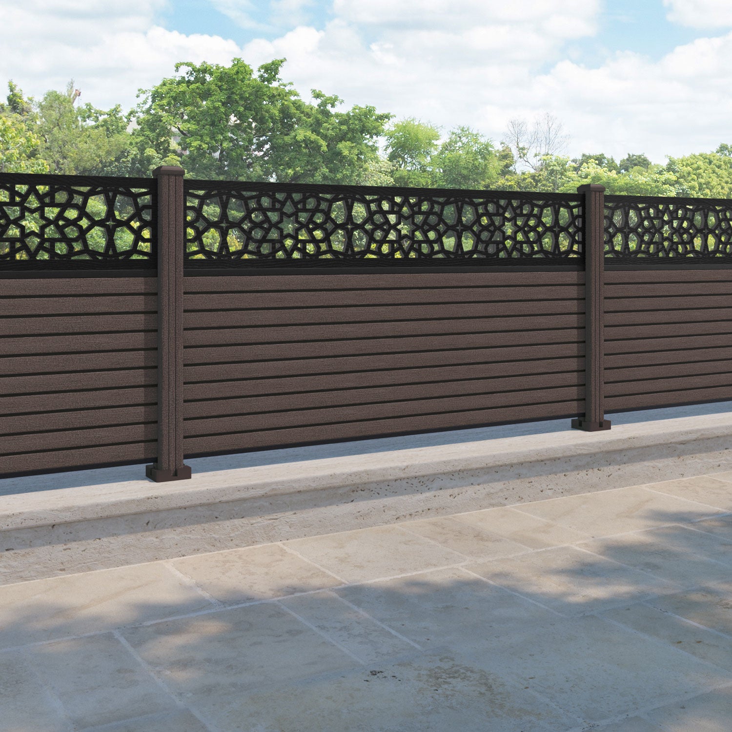 Hudson Nazira Fence Panel - Mid Brown - with our composite posts
