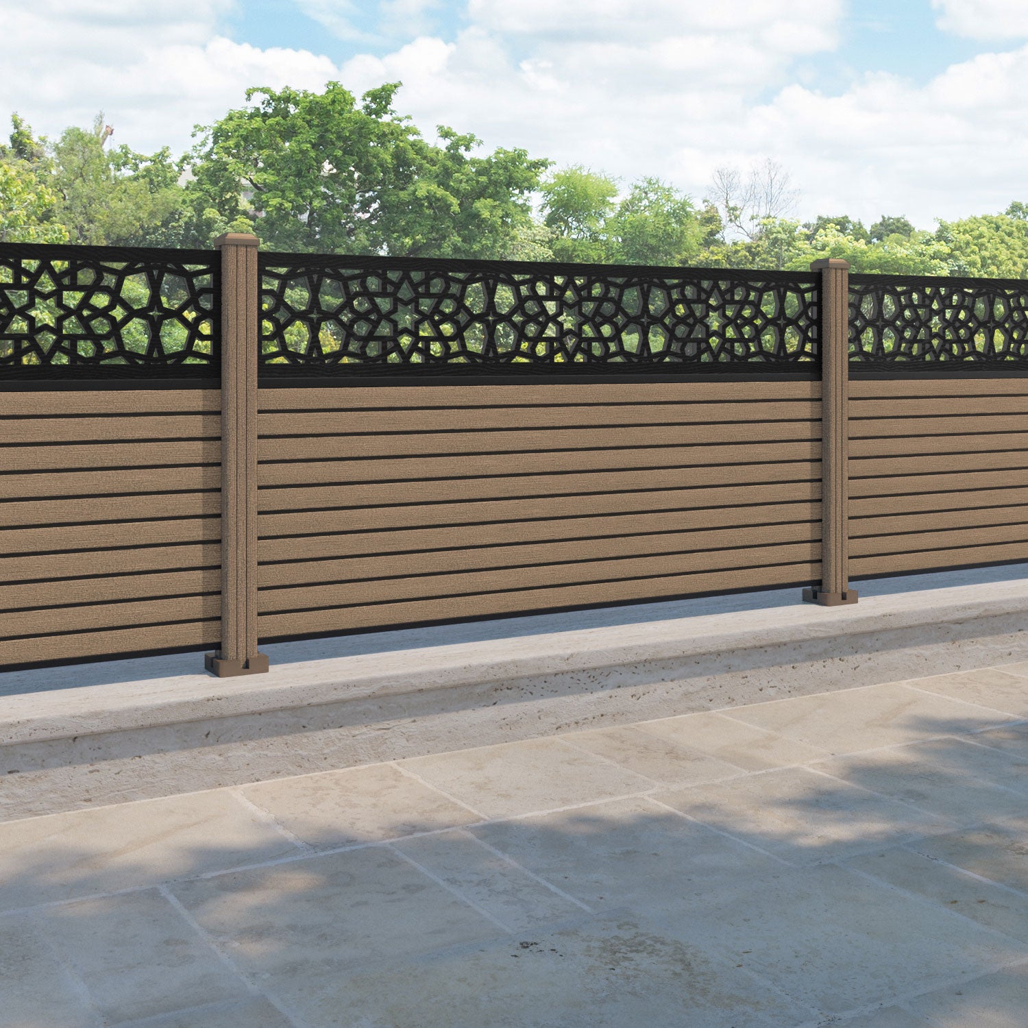 Hudson Nazira Fence Panel - Teak - with our composite posts