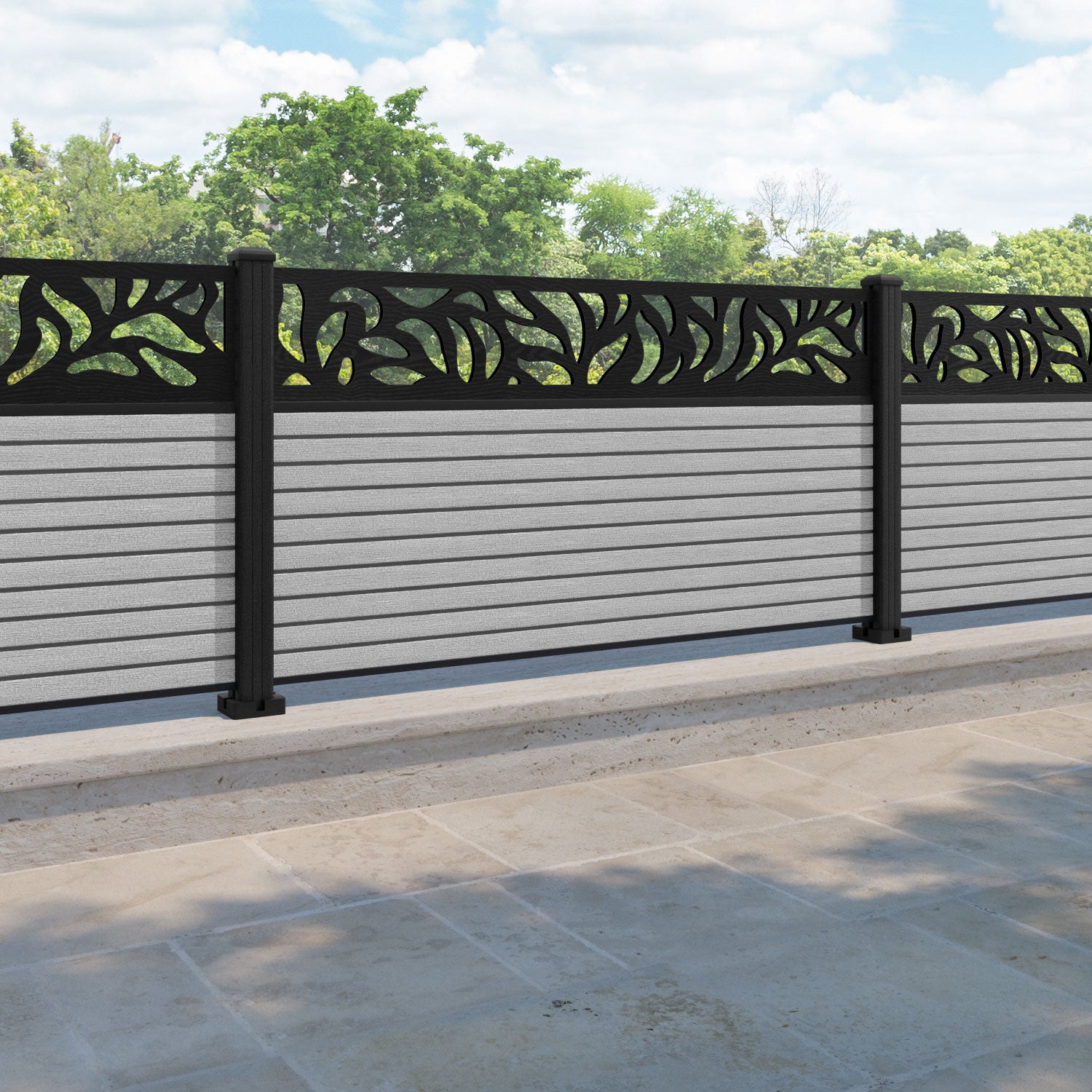 Hudson Plume Fence Panel - Light Grey - with our composite posts