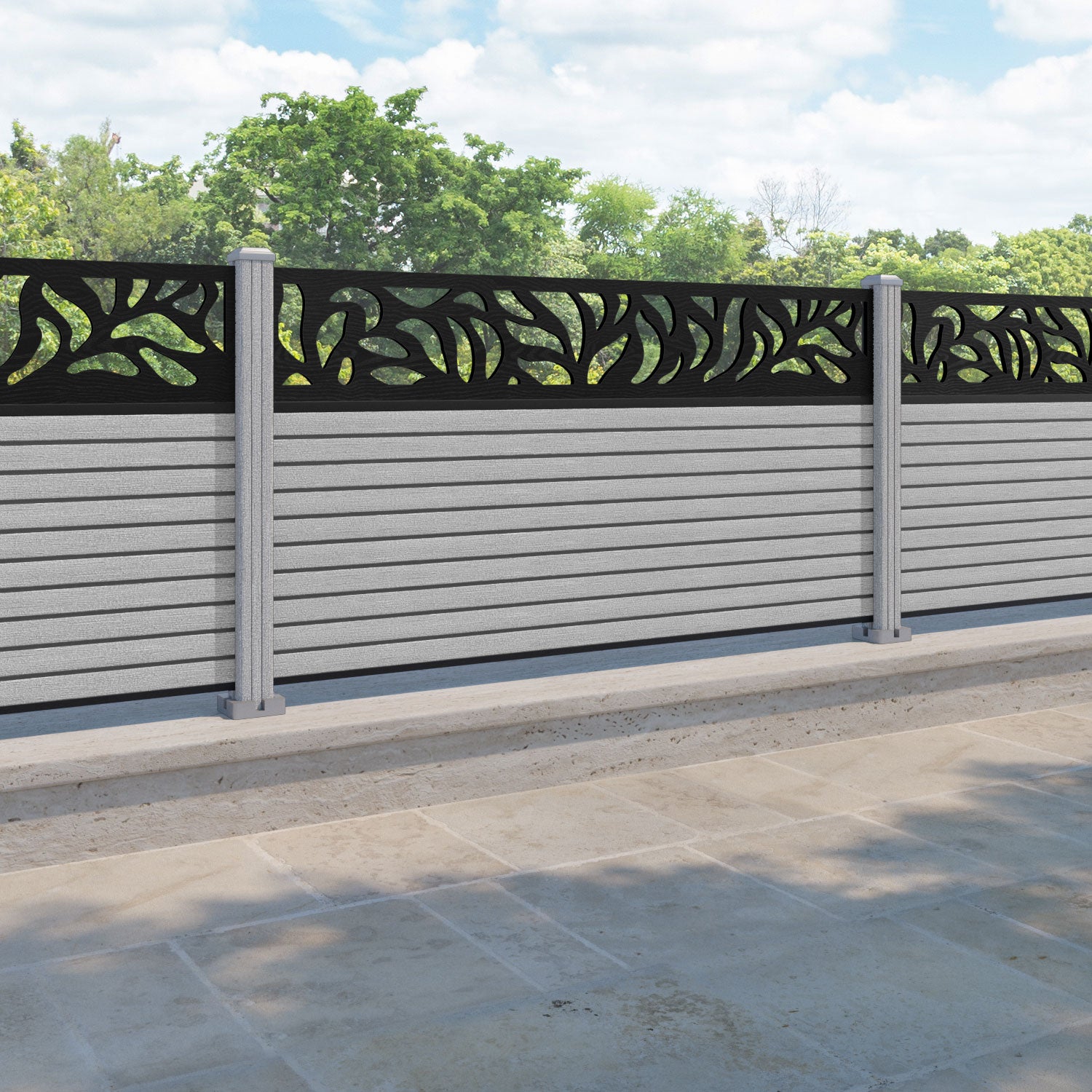 Hudson Plume Fence Panel - Light Grey - with our composite posts