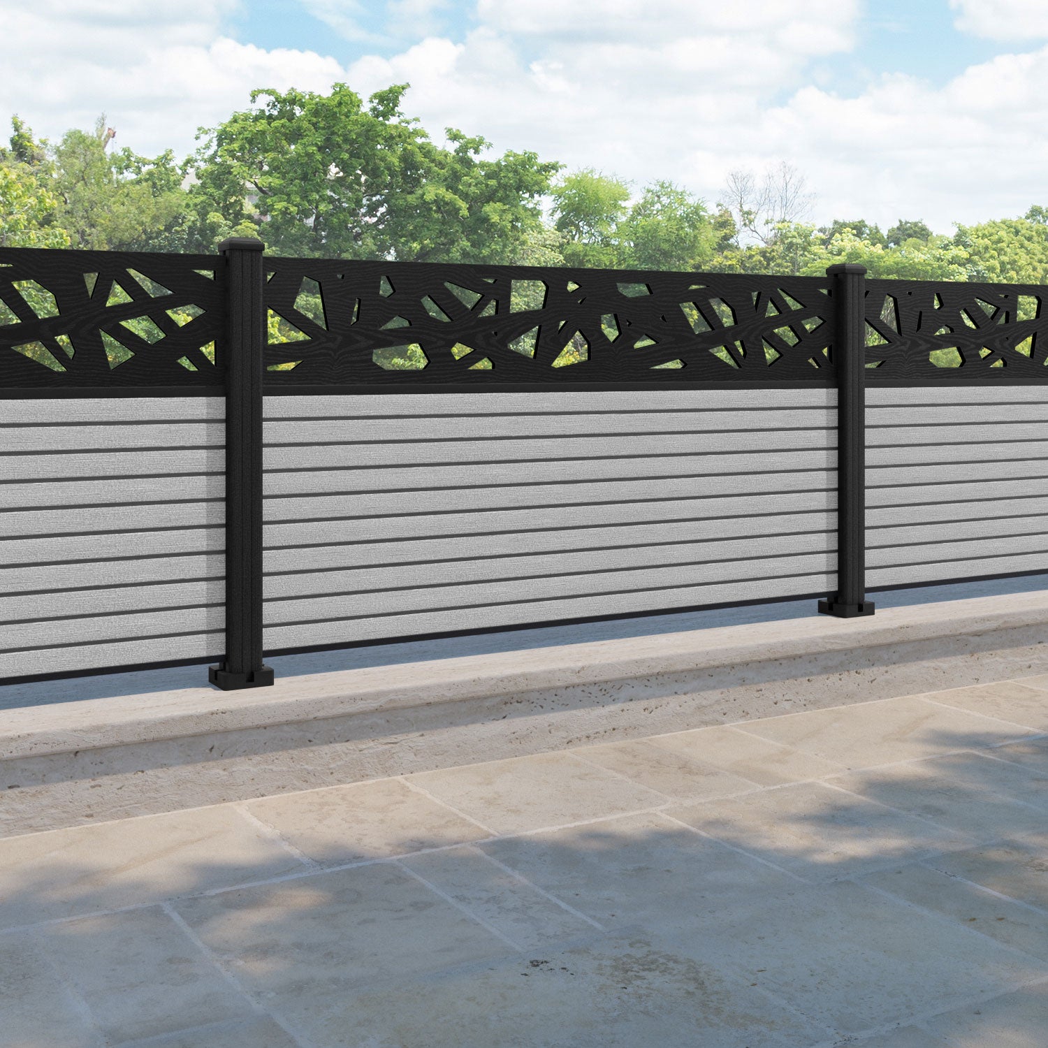 Hudson Prism Fence Panel - Light Grey - with our composite posts