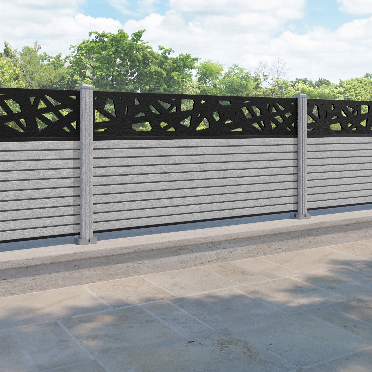 Hudson Prism Fence Panel - Light Grey - with our composite posts