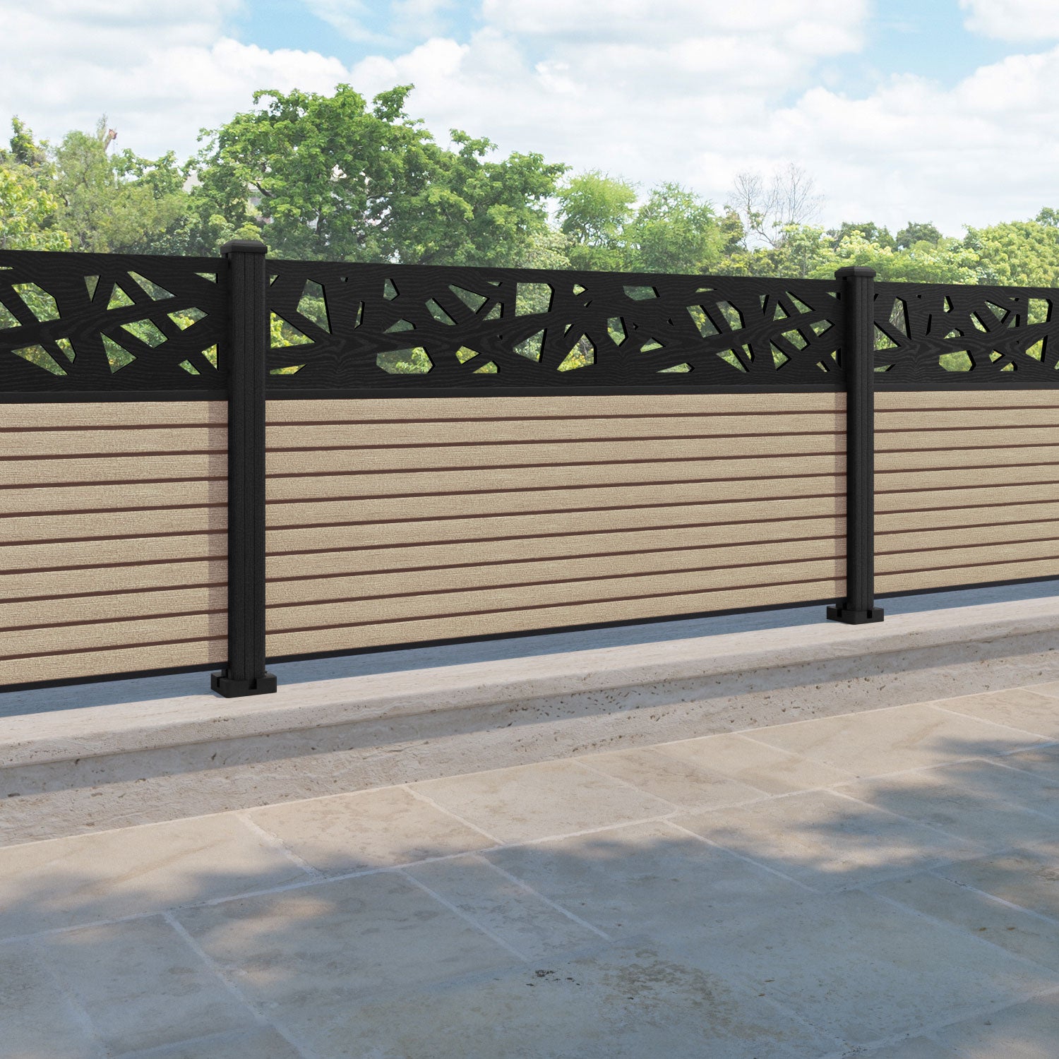 Hudson Prism Fence Panel - Light Oak - with our composite posts