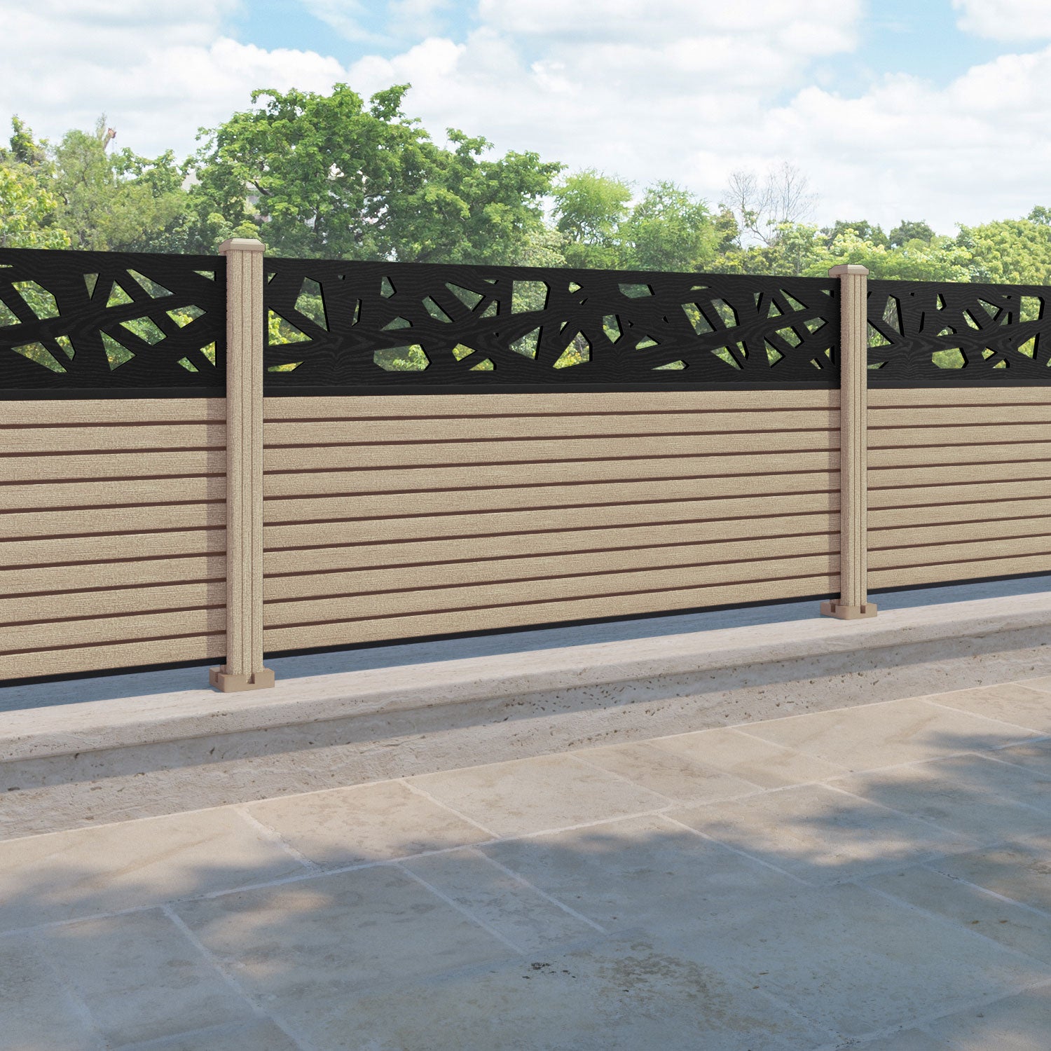 Hudson Prism Fence Panel - Light Oak - with our composite posts