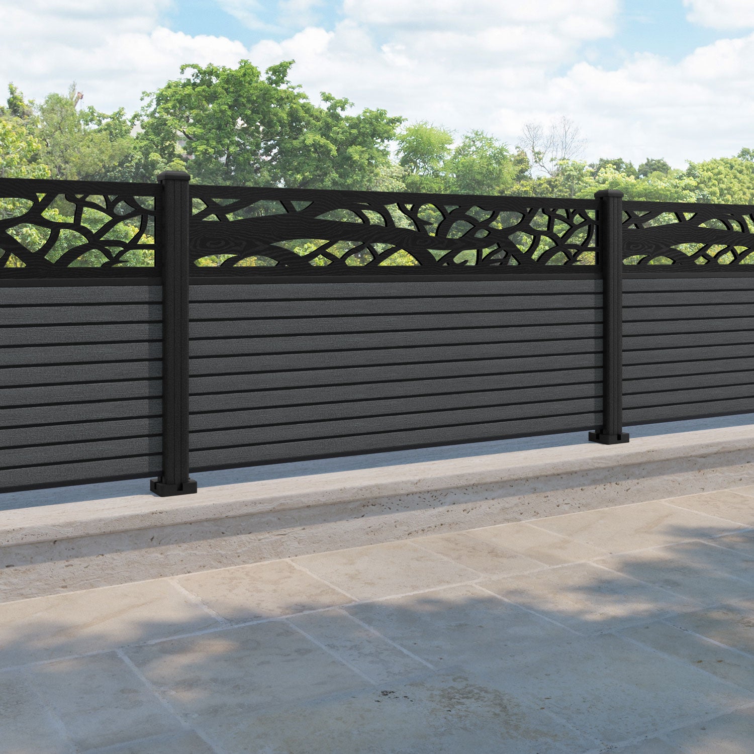 Hudson Twilight Fence Panel - Dark Grey - with our composite posts