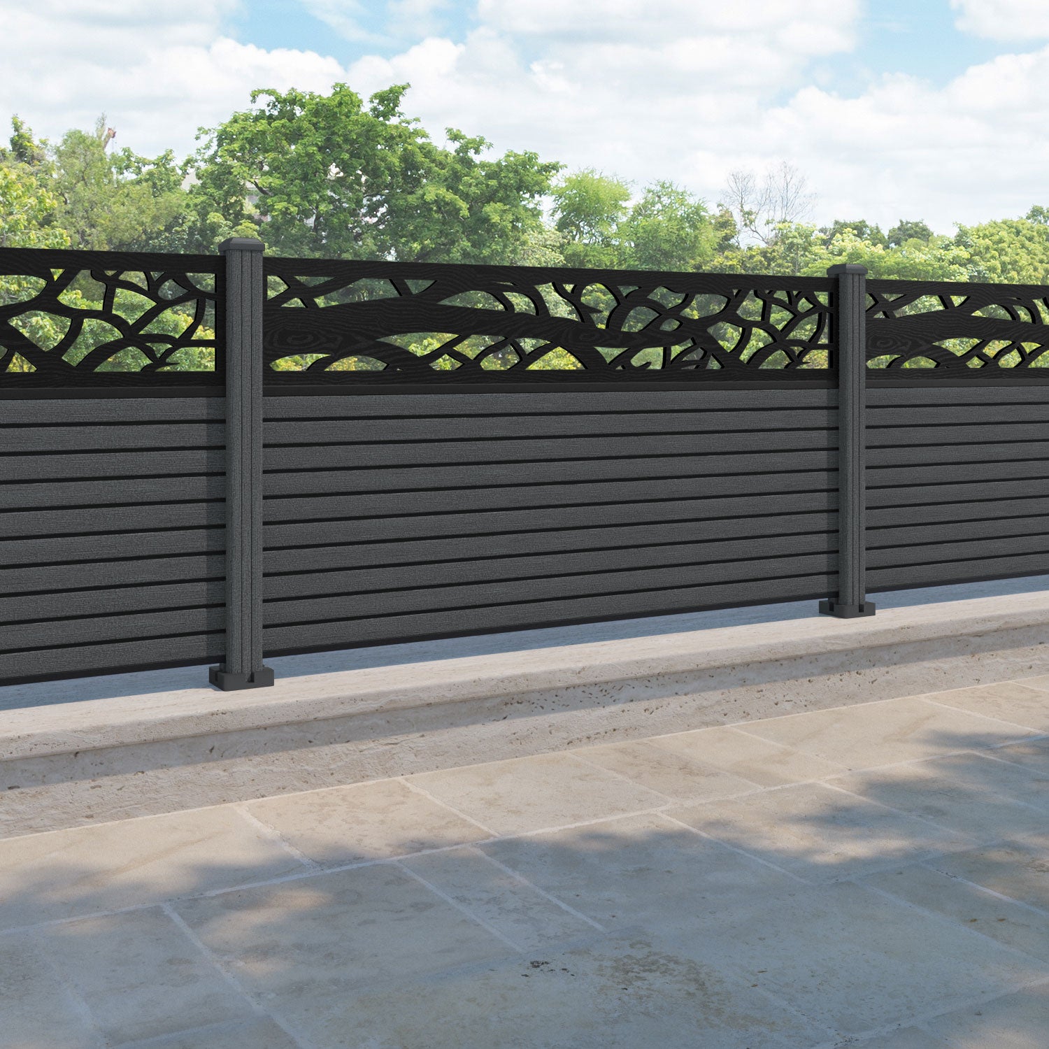 Hudson Twilight Fence Panel - Dark Grey - with our composite posts
