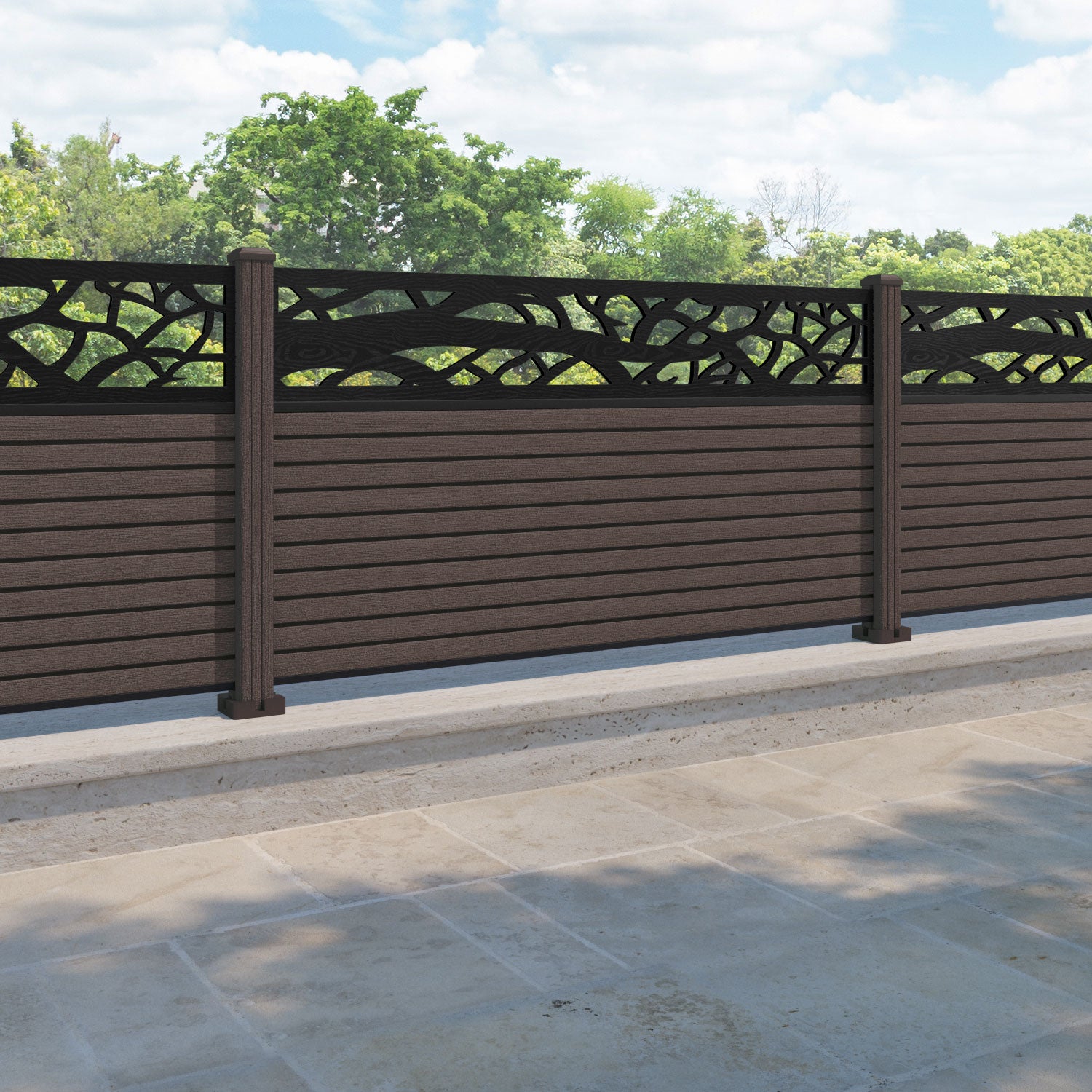 Hudson Twilight Fence Panel - Mid Brown - with our composite posts