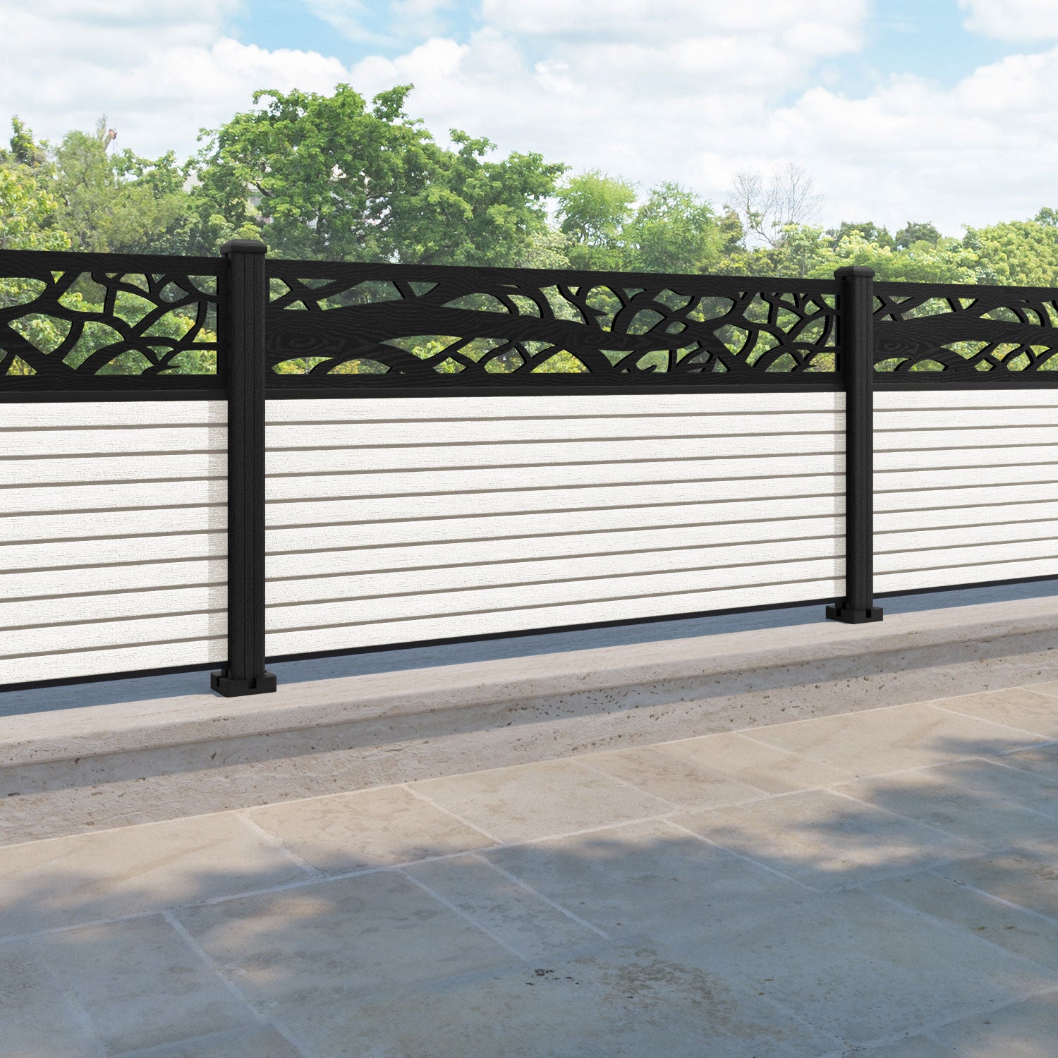 Hudson Twilight Fence Panel - Light Stone - with our composite posts