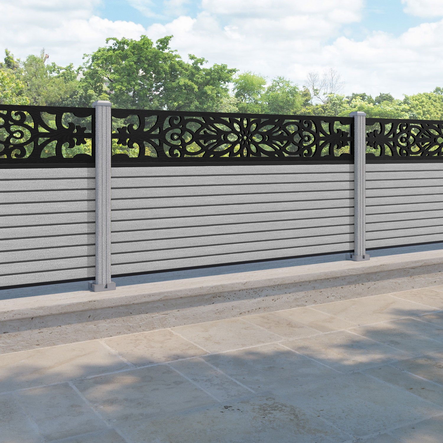 Hudson Windsor Fence Panel - Light Grey - with our composite posts
