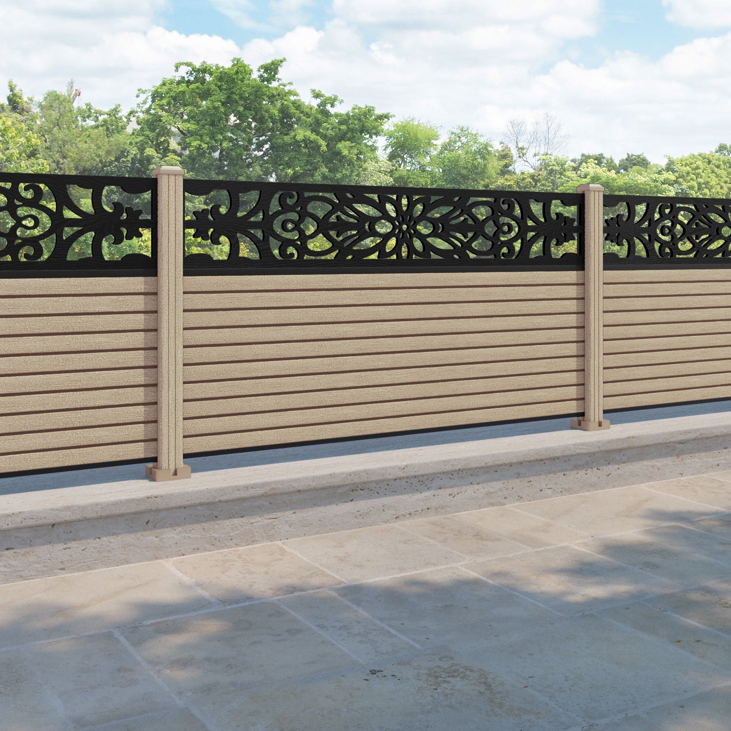 Hudson Windsor Fence Panel - Light Oak - with our composite posts