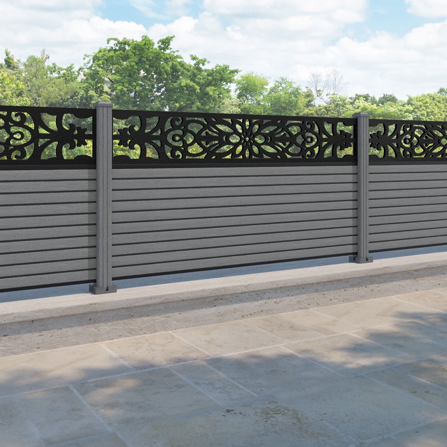 Hudson Windsor Fence Panel - Mid Grey - with our composite posts