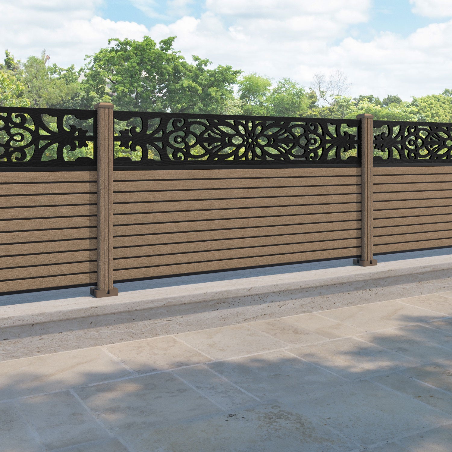 Hudson Windsor Fence Panel - Teak - with our composite posts