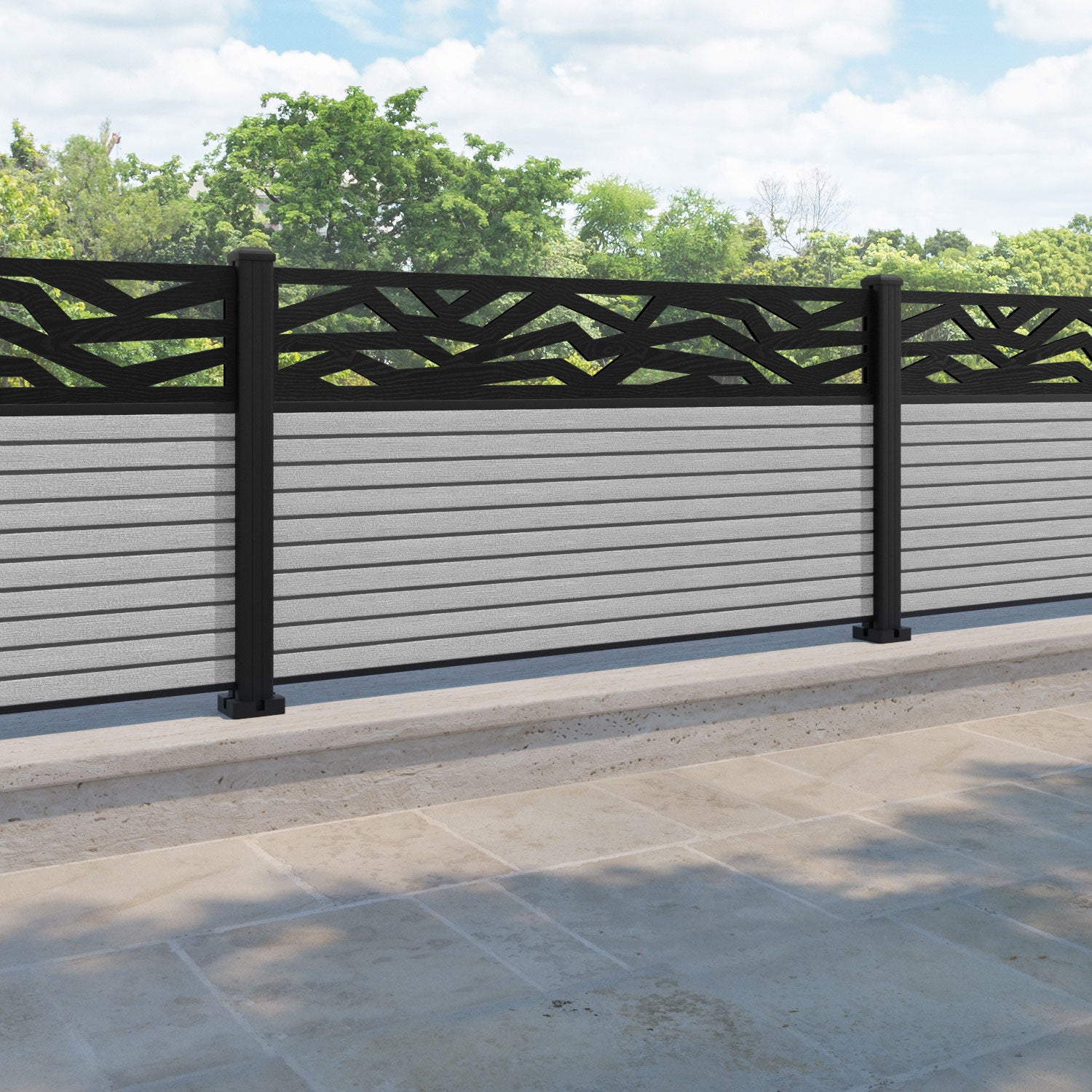 Hudson Zenith Fence Panel - Light Grey - with our aluminium posts