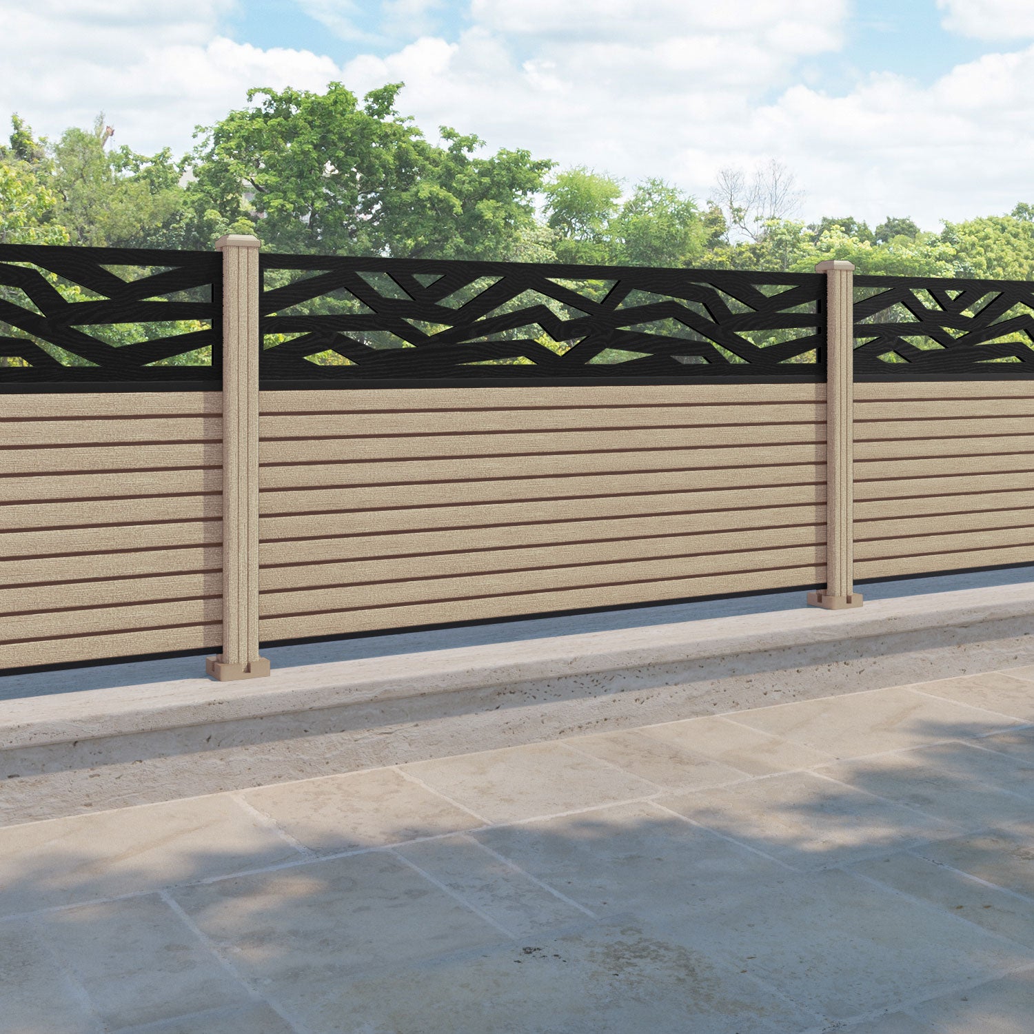 Hudson Zenith Fence Panel - Light Oak - with our composite posts