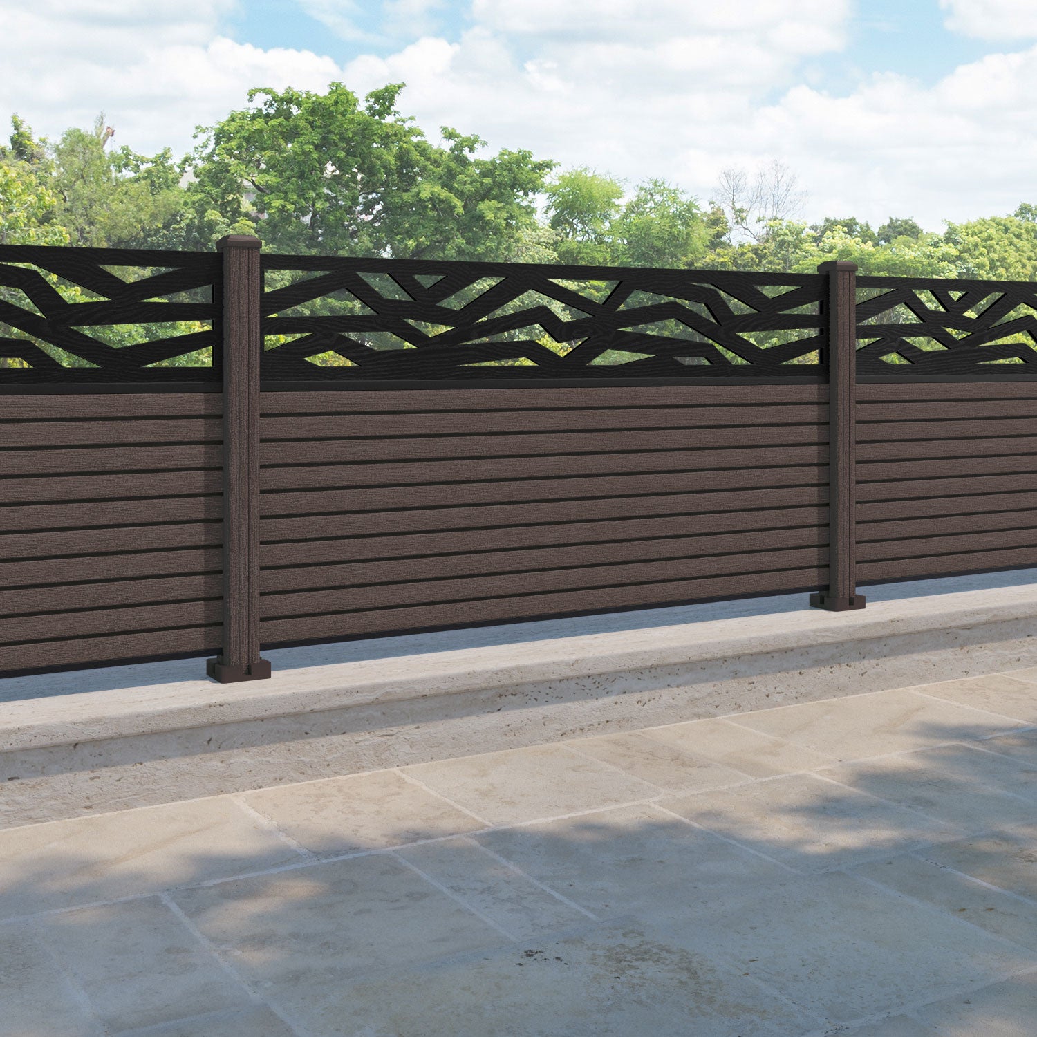 Hudson Zenith Fence Panel - Mid Brown - with our composite posts