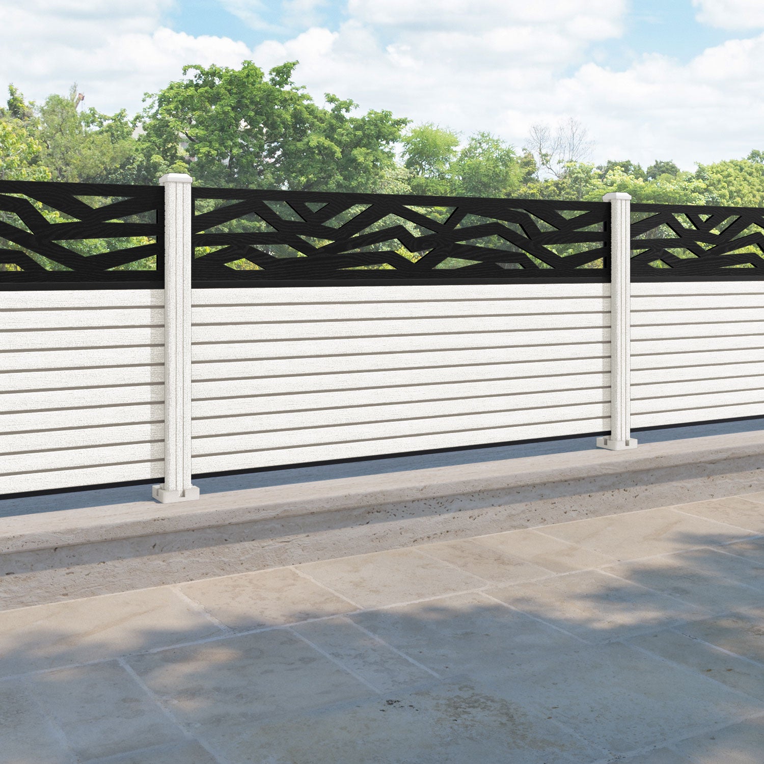 Hudson Zenith Fence Panel - Light Stone - with our composite posts