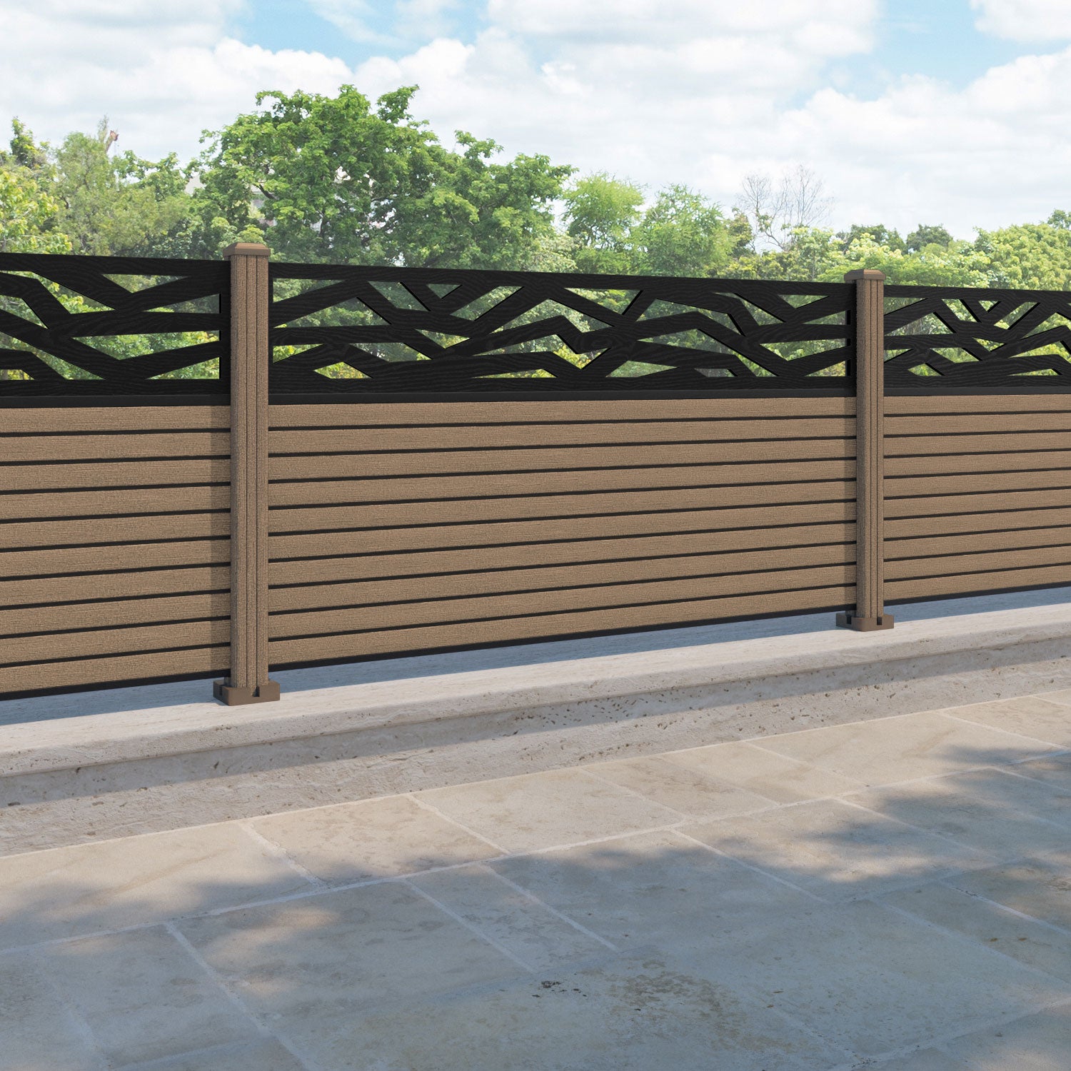Hudson Zenith Fence Panel - Teak - with our composite posts