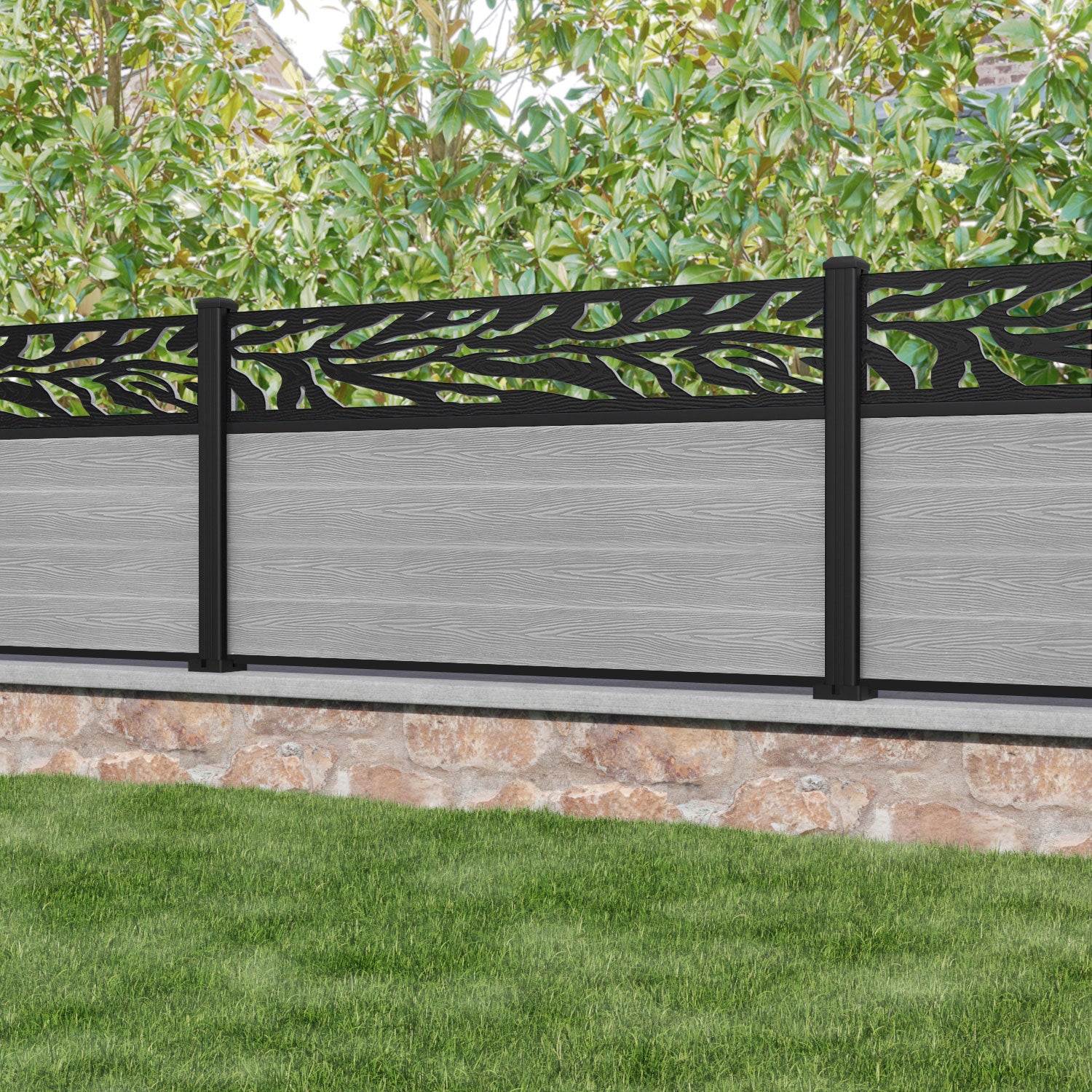 Classic Malawi Fence Panel - Light Grey - with our aluminium posts