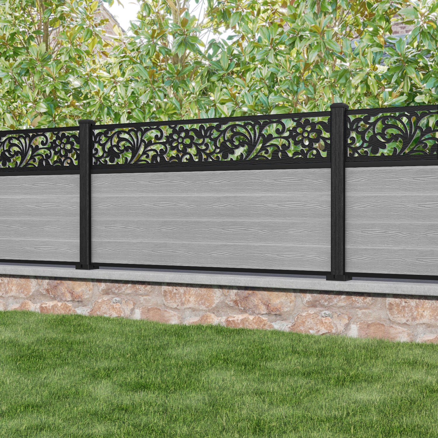 Classic Eden Fence Panel - Light Grey - with our composite posts