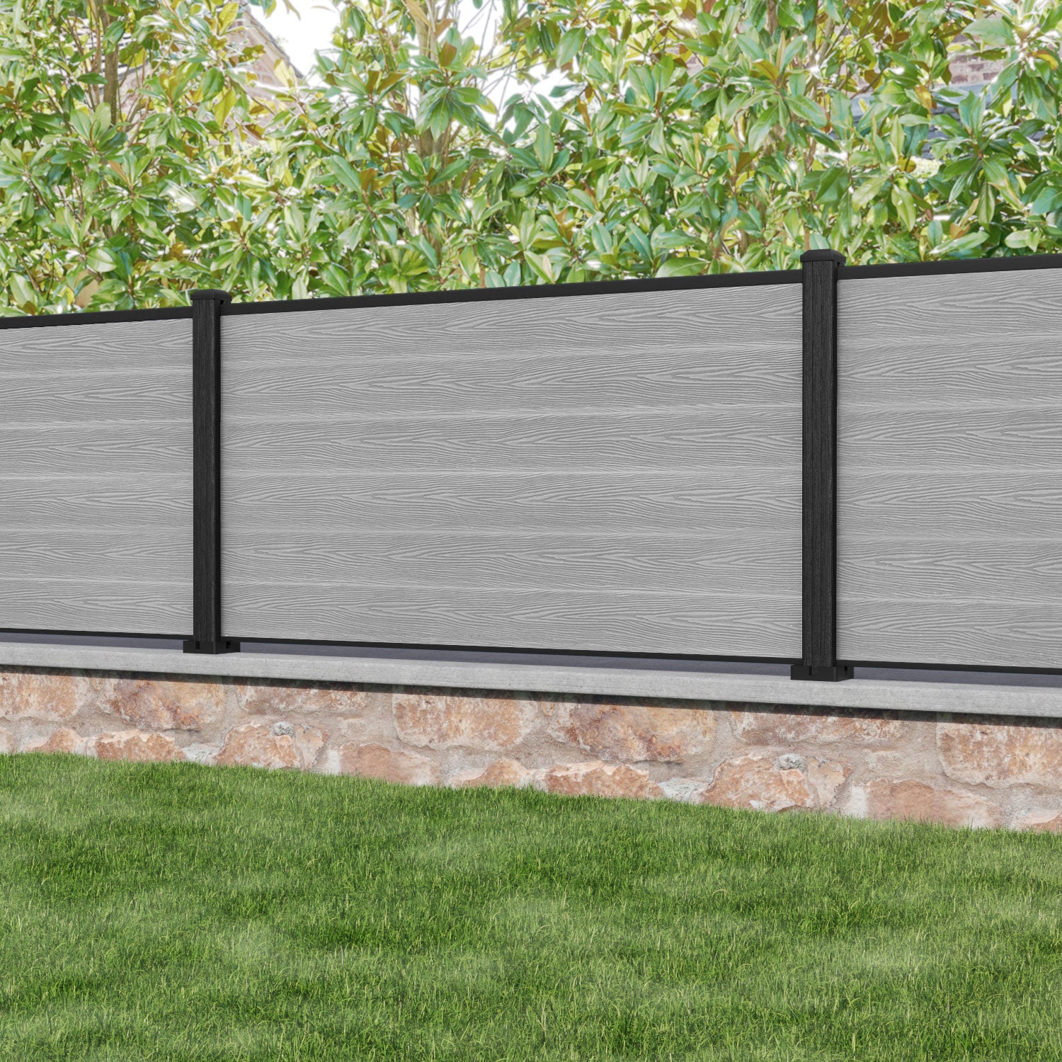 Classic Fence Panel - Light Grey - with our composite posts