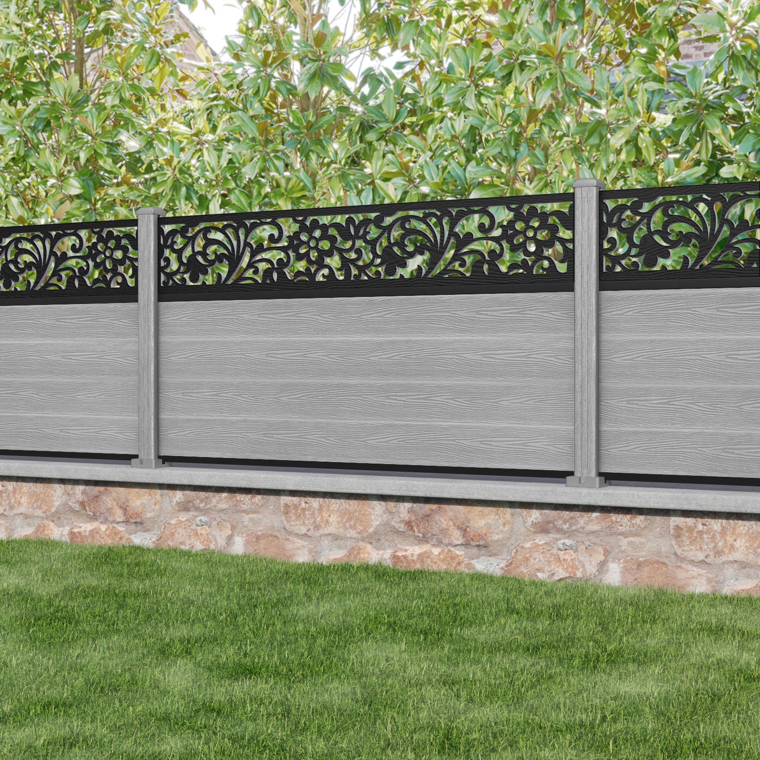 Classic Eden Fence Panel - Light Grey - with our composite posts