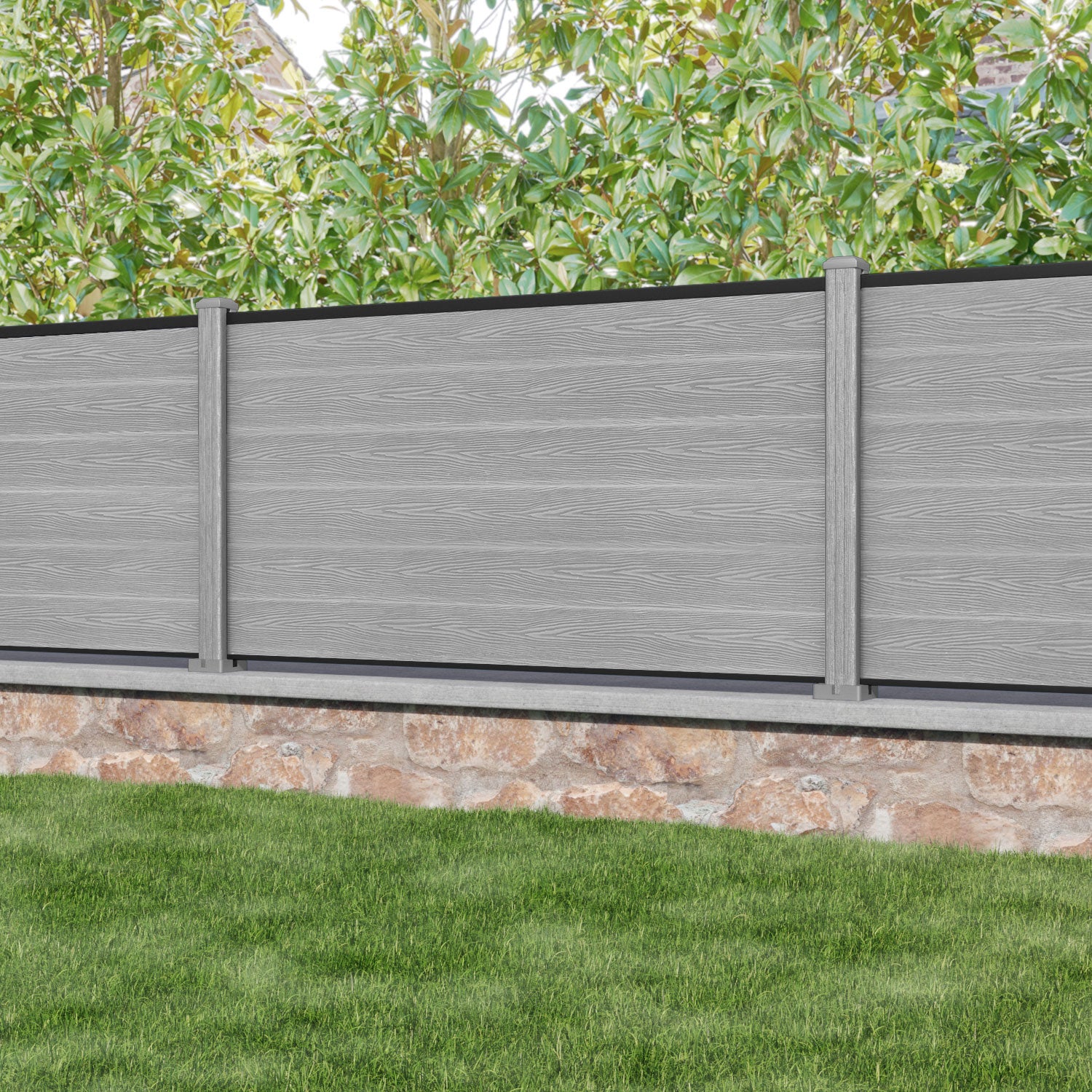 Classic Fence Panel - Light Grey - with our composite posts