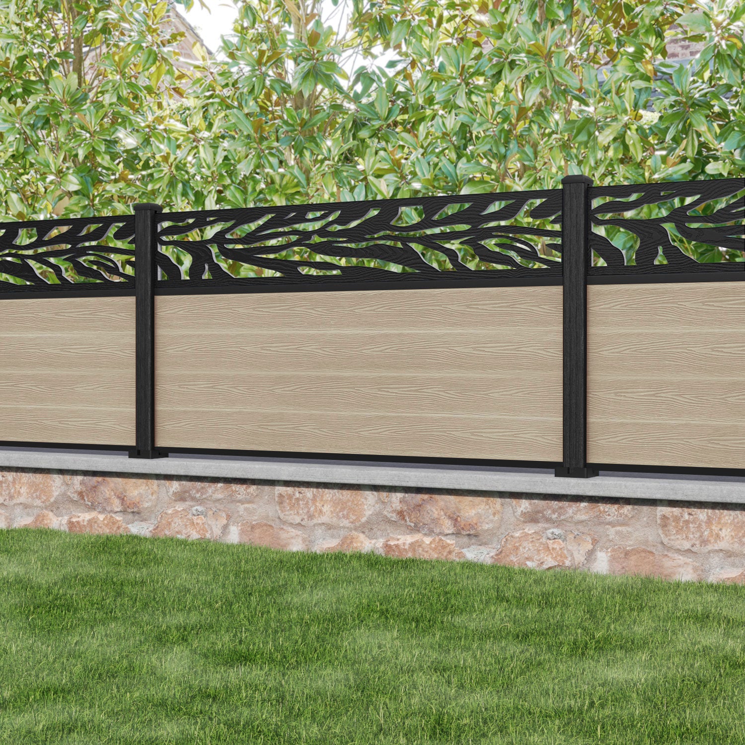 Classic Malawi Fence Panel - Light Oak - with our composite posts