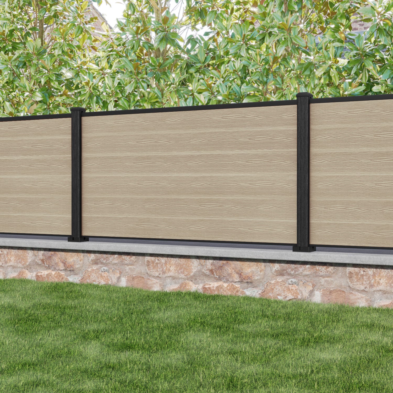 Classic Fence Panel - Light Oak - with our composite posts