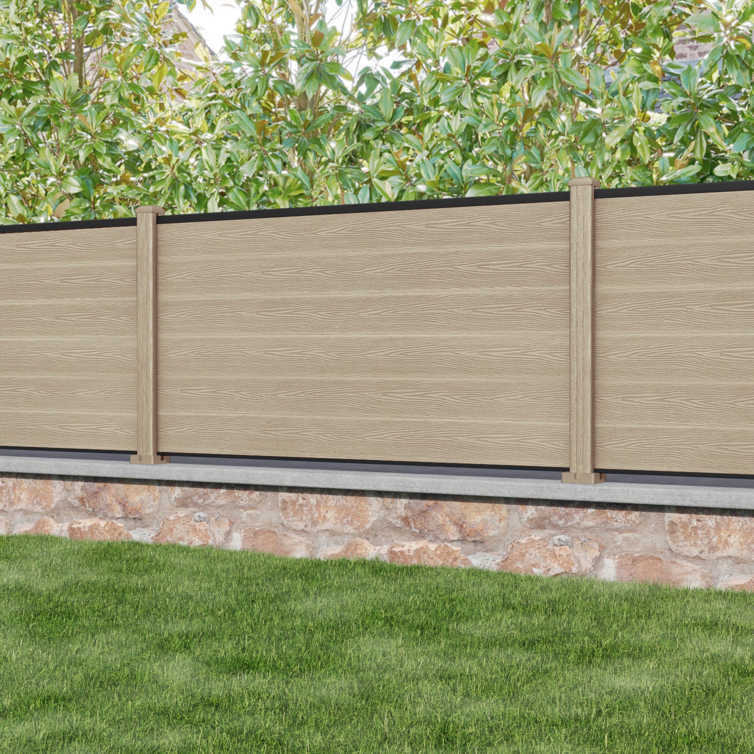 Classic Fence Panel - Light Oak - with our composite posts