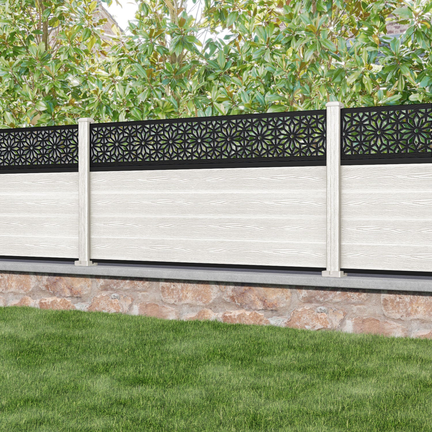 Classic Narwa Fence Panel - Light Stone - with our composite posts
