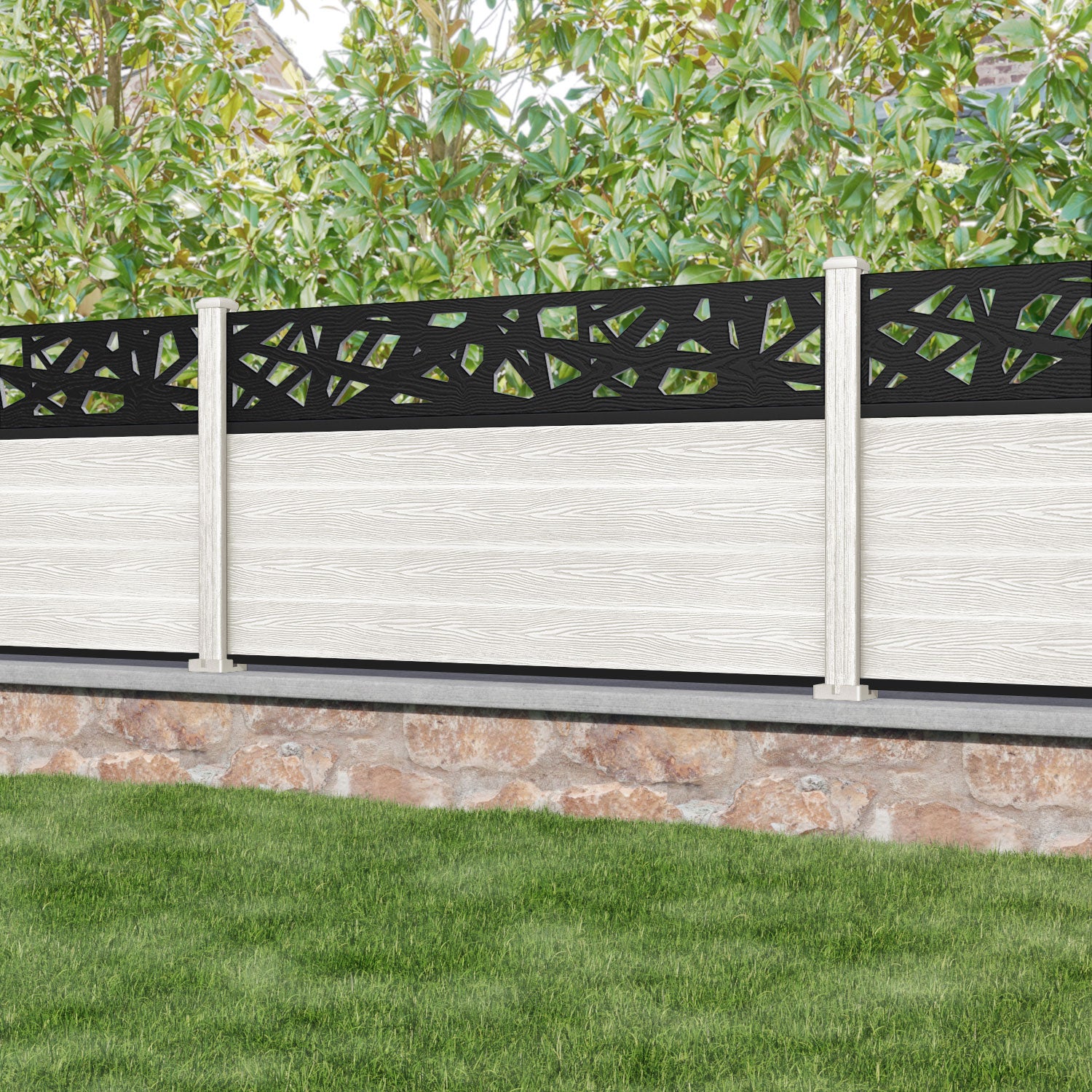 Classic Prism Fence Panel - Light Stone - with our composite posts
