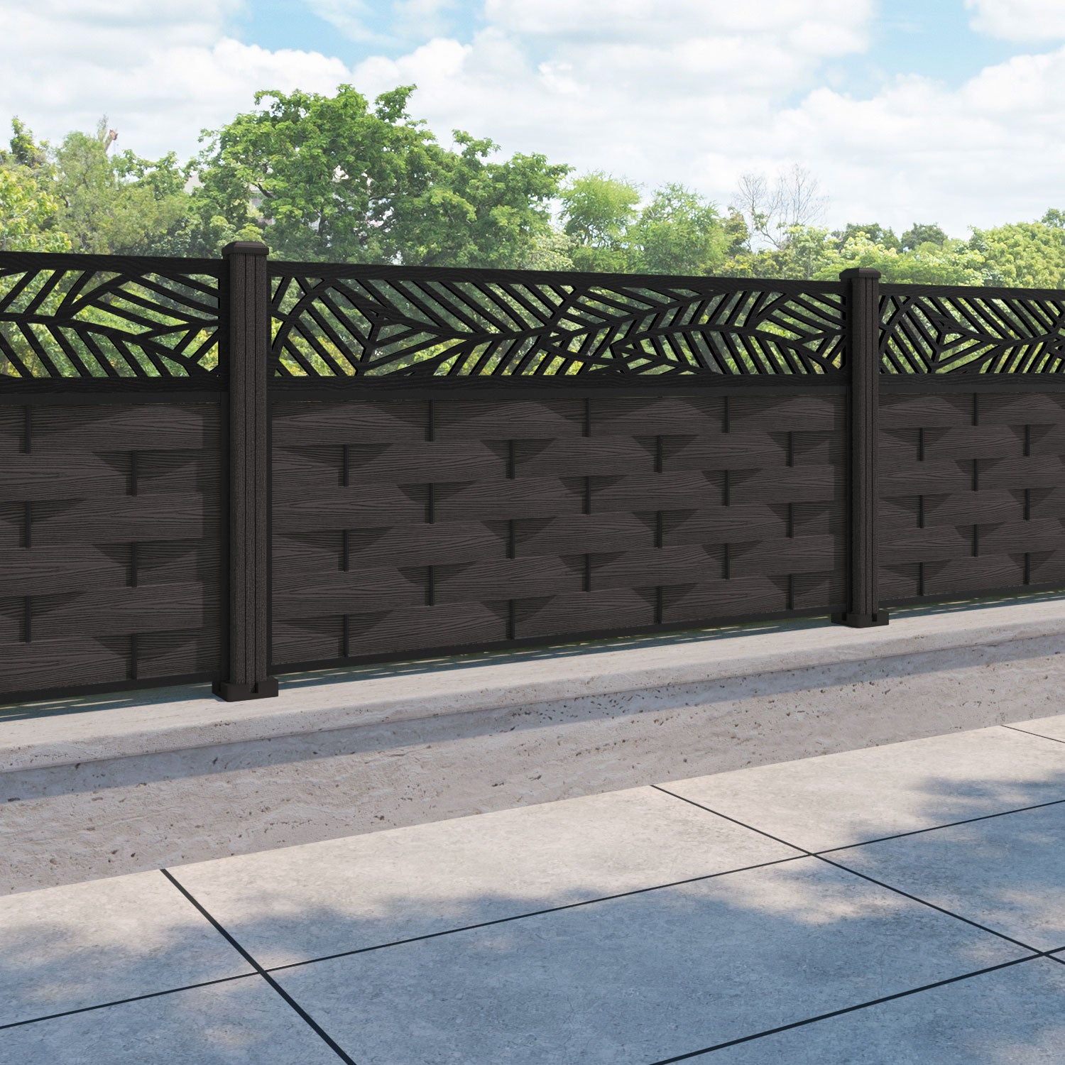 Ripple Habitat Fence Panel - Dark Oak - with our composite posts