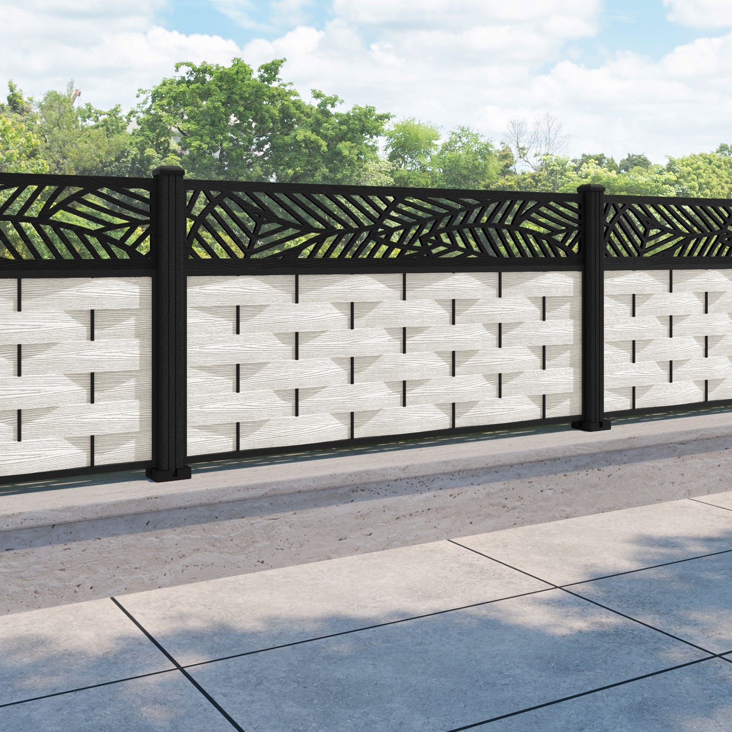 Ripple Habitat Fence Panel - Light Stone - with our composite posts