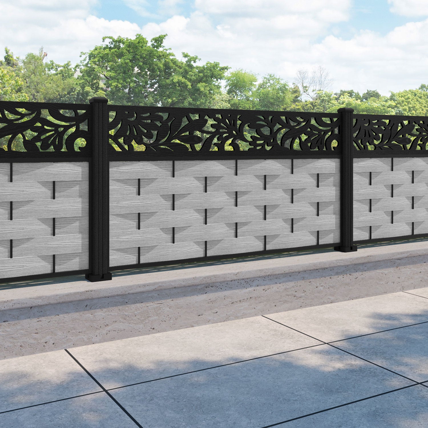 Ripple Heritage Fence Panel - Light Grey - with our composite posts