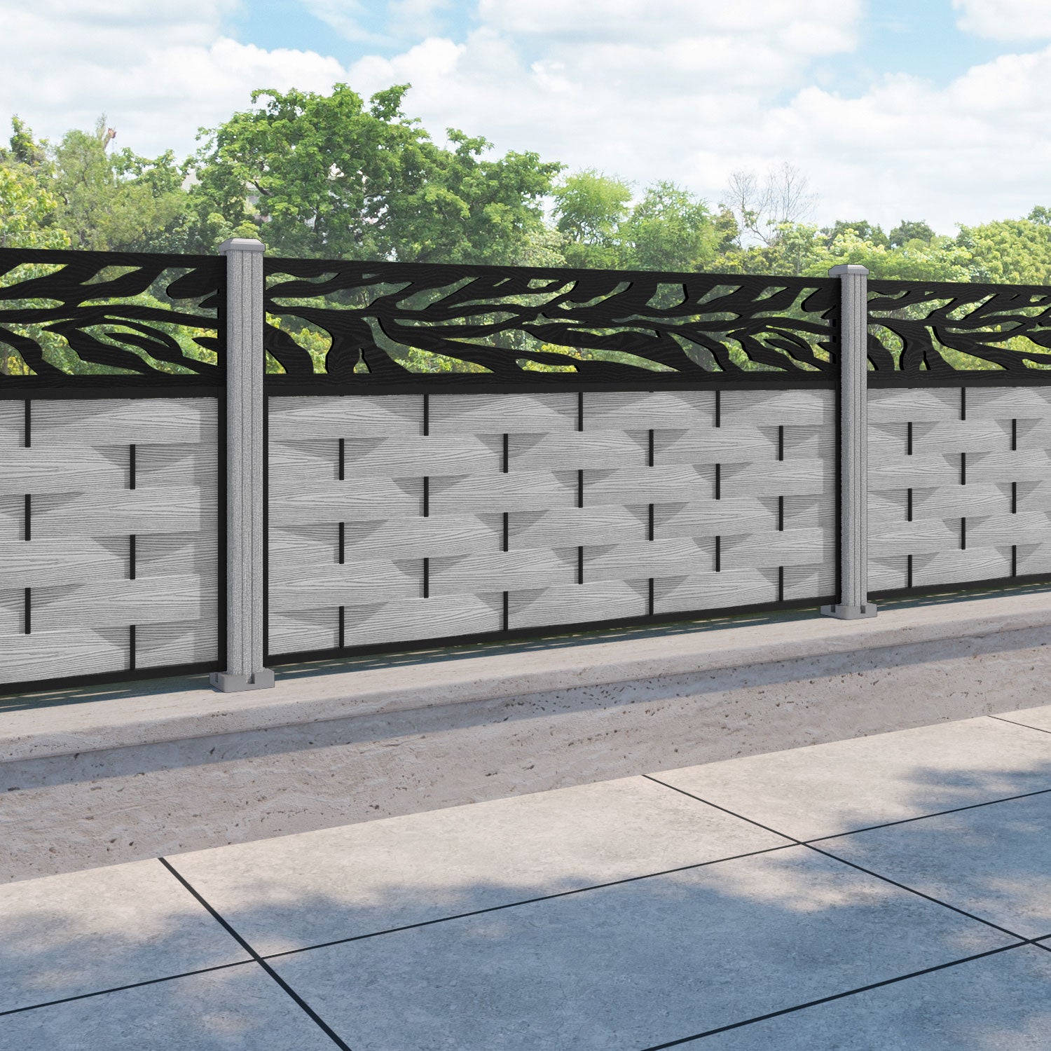 Ripple Malawi Fence Panel - Light Grey - with our composite posts