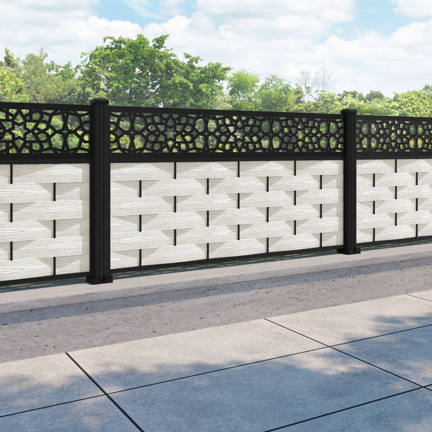 Ripple Nazira Fence Panel - Light Stone - with our composite posts